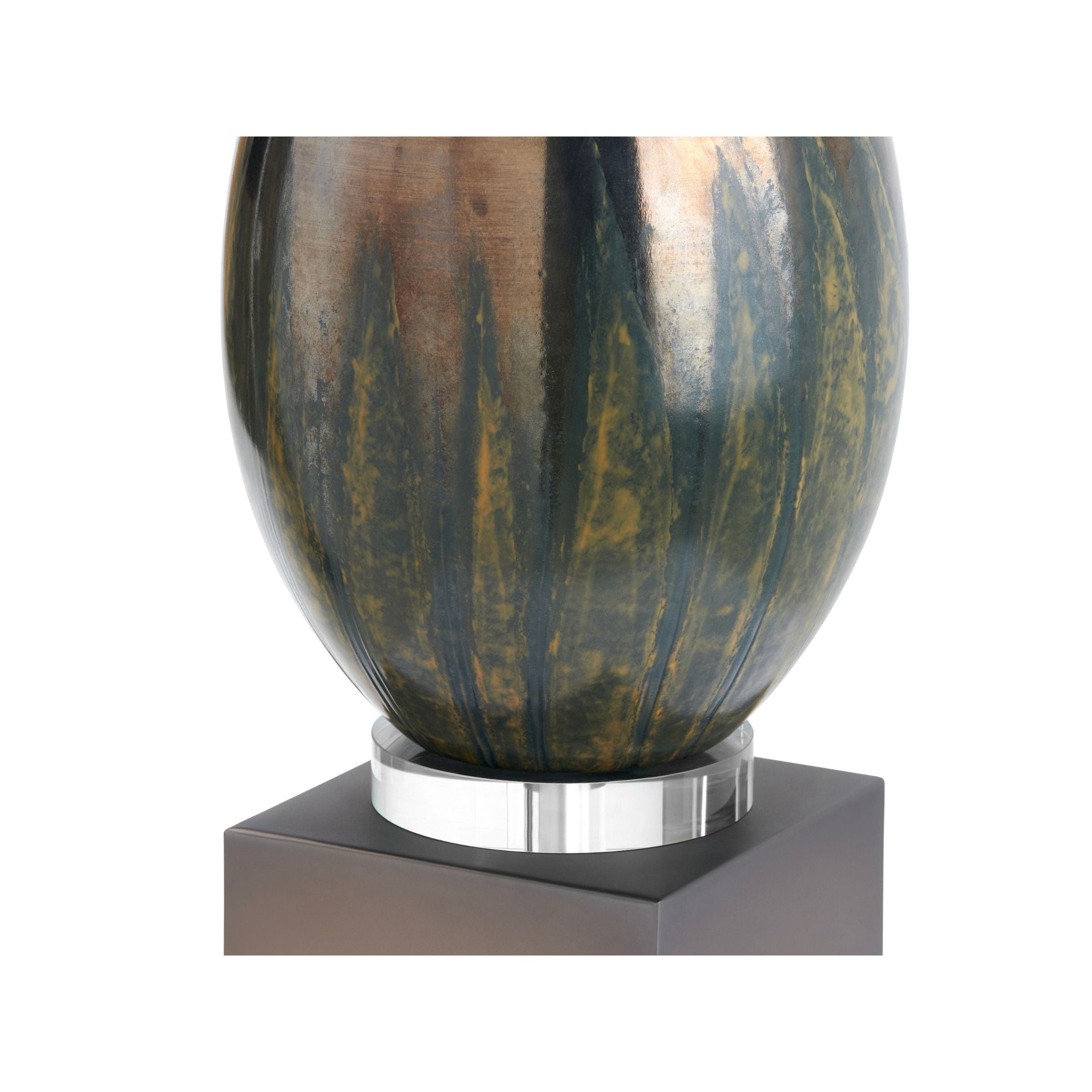 Green and Gunmetal Glass Table Lamp 29"H