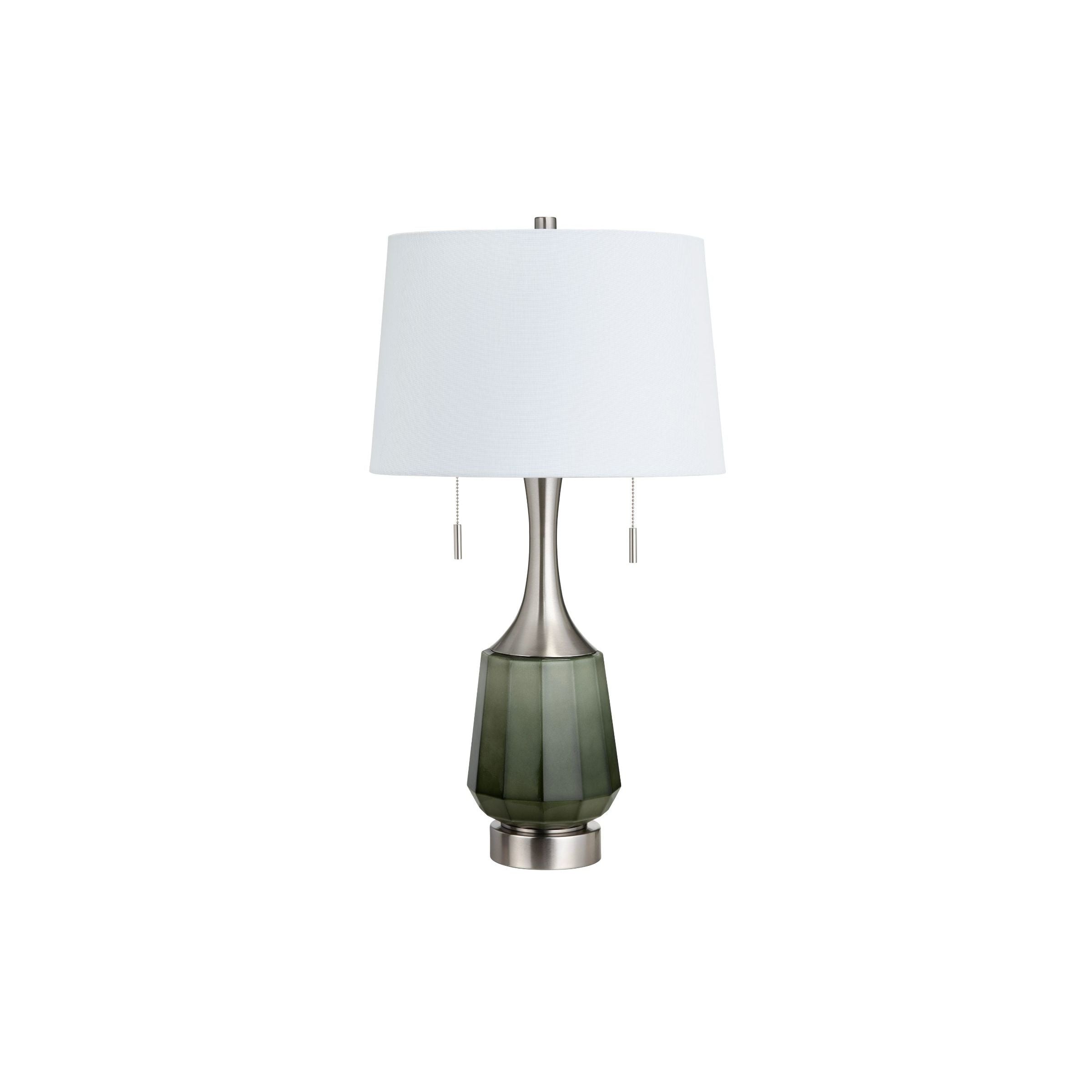 Green Glass and Brushed Nickel Table Lamp 29.5"H