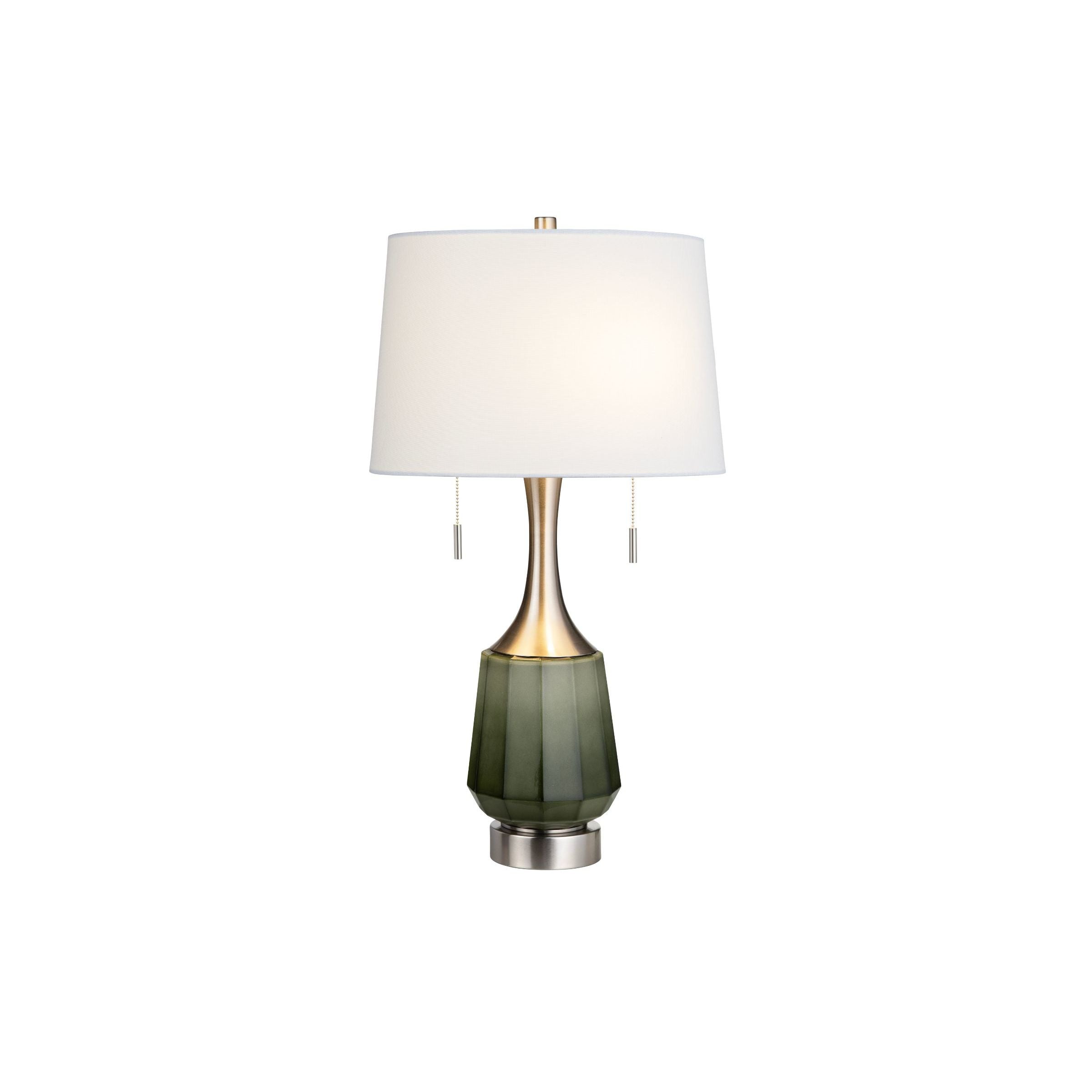 Green Glass and Brushed Nickel Table Lamp 29.5"H