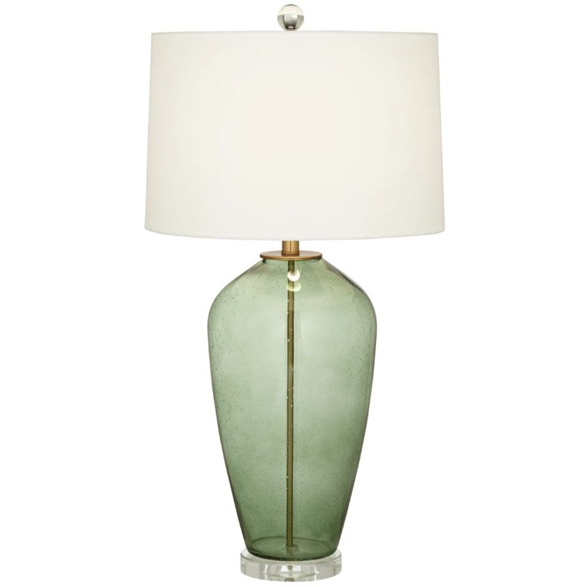 Green Seedy Glass Table Lamp 31"H