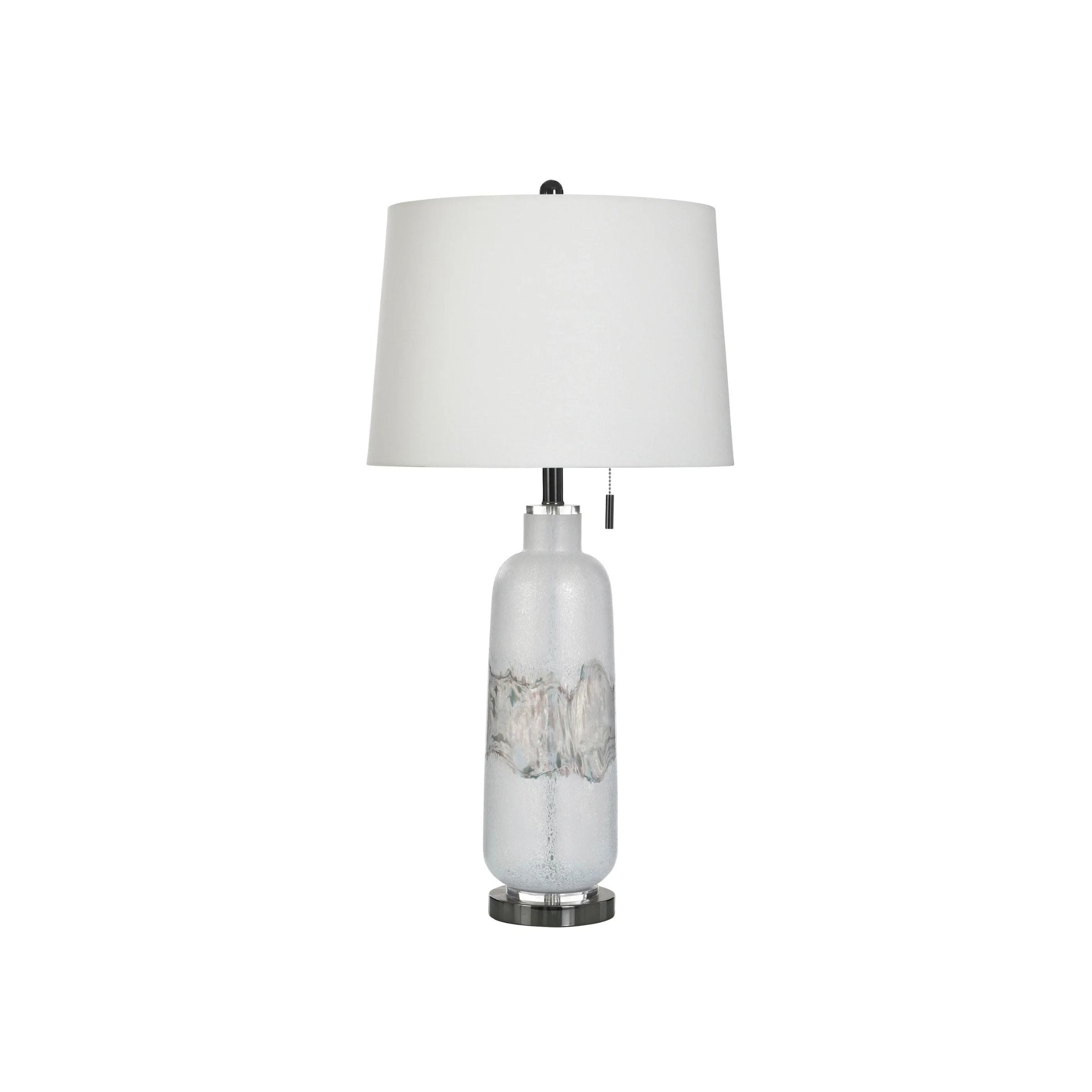 White Art Glass Table Lamp 34"H