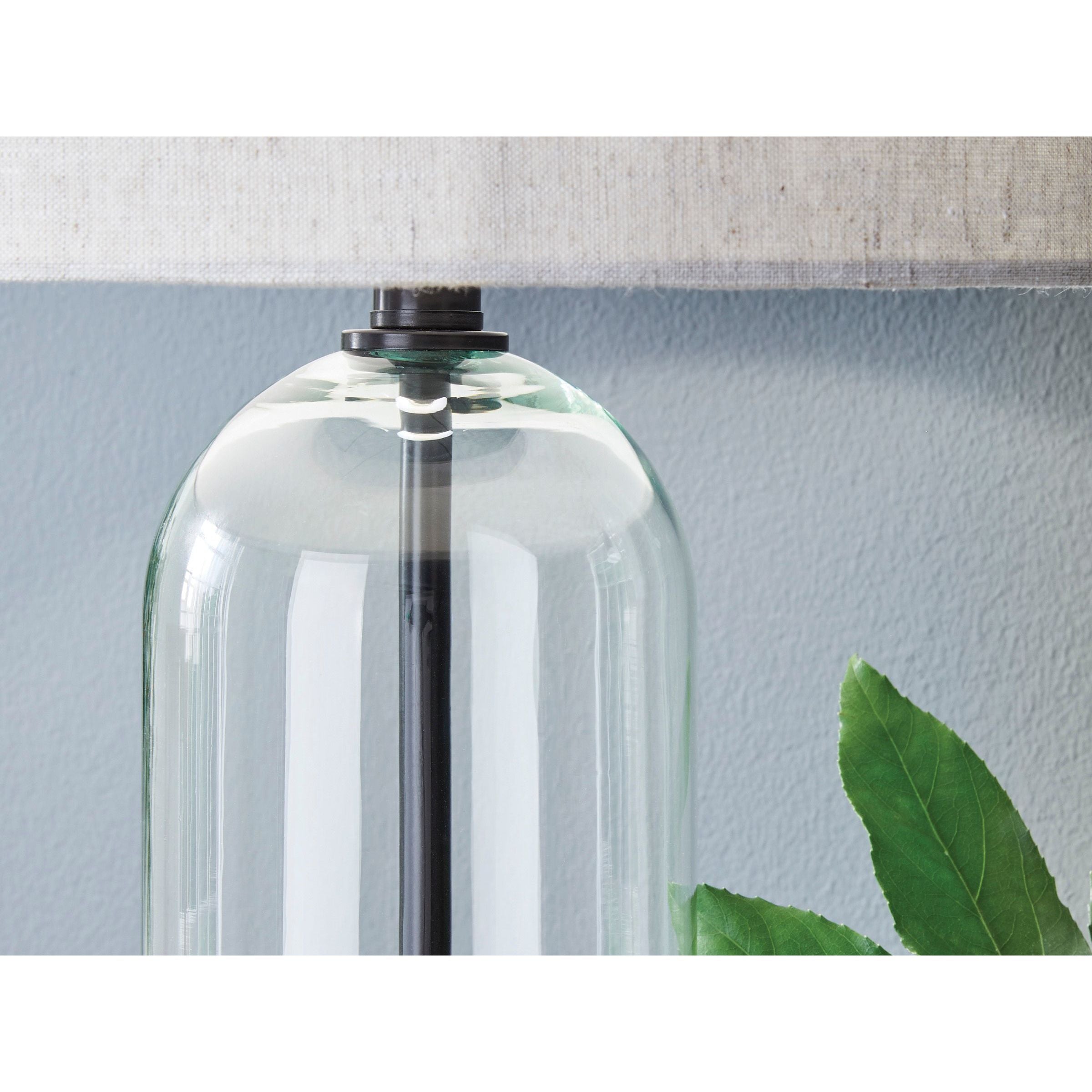 Clear Glass and Black Table Lamp 30.75"H