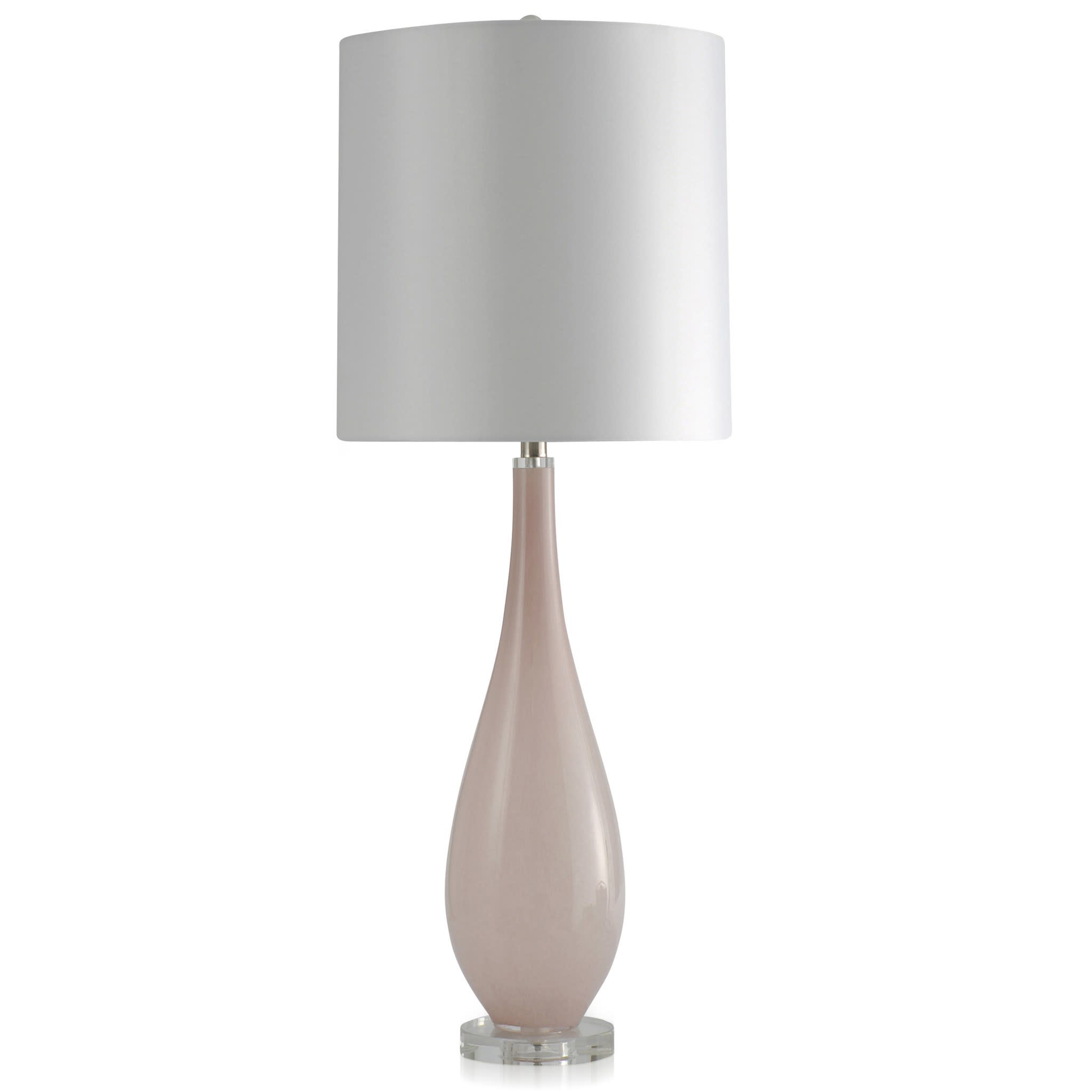 Pink Frost Teardrop Glass Table Lamp 40"H