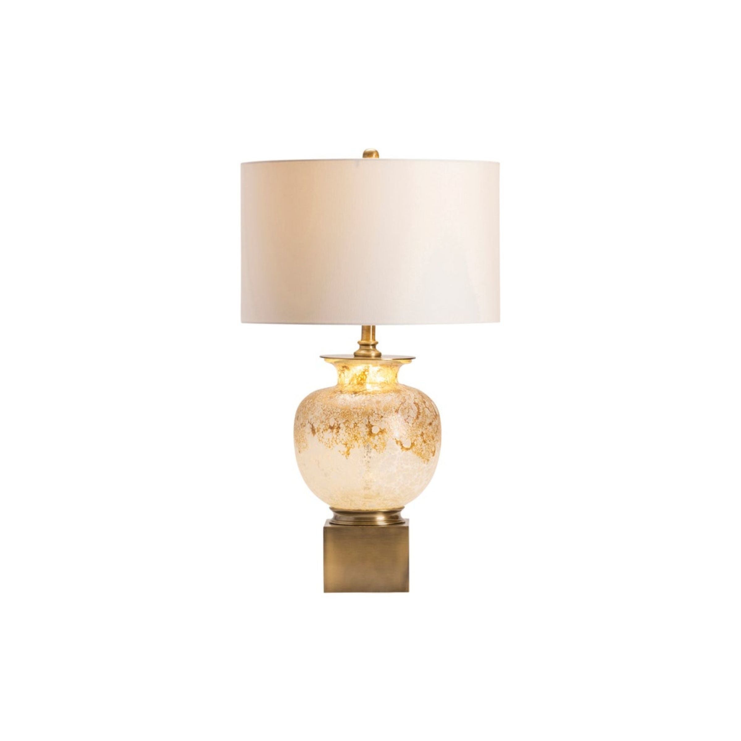 Mottled Gold and White Glass Table Lamp 31"H
