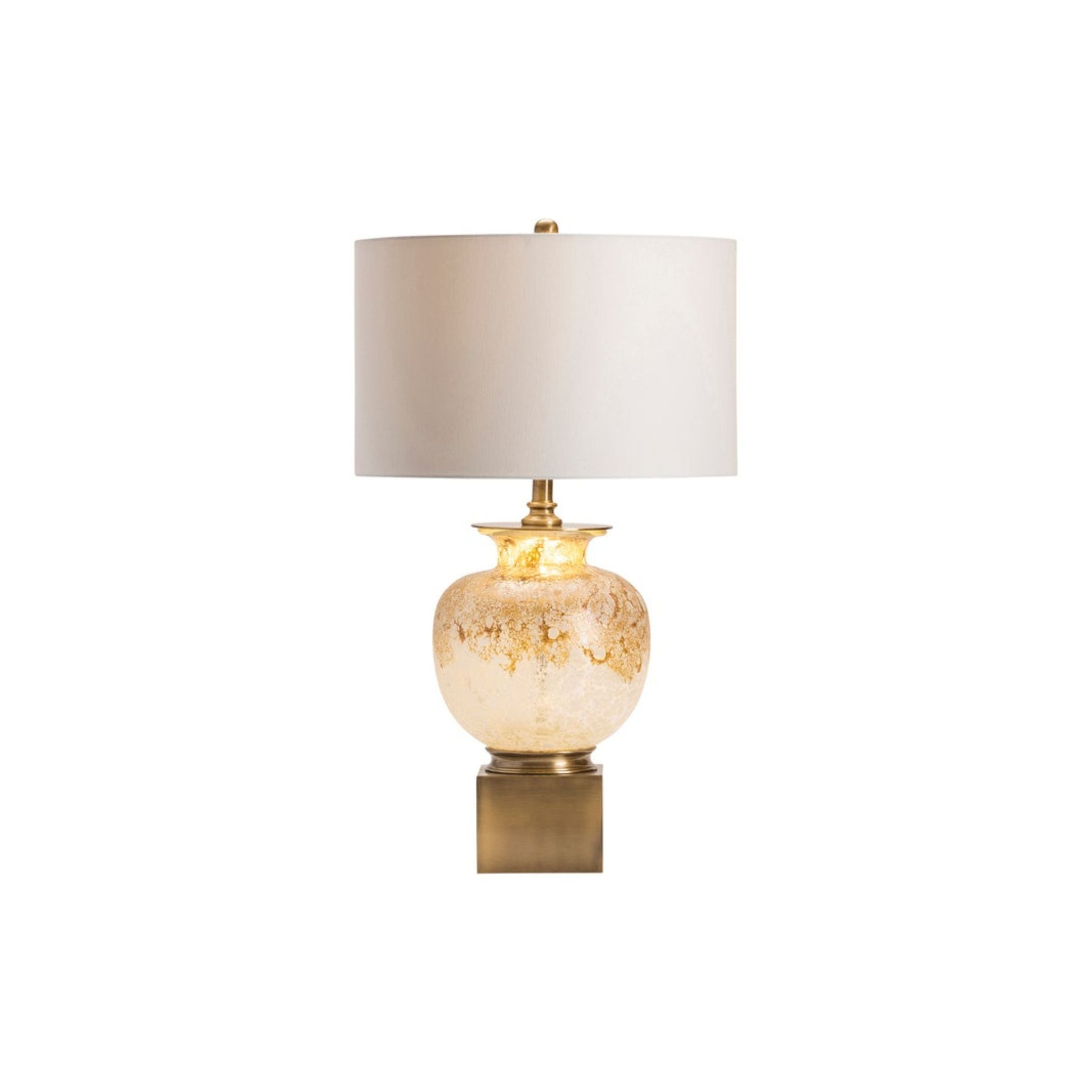 Mottled Gold and White Glass Table Lamp 31"H