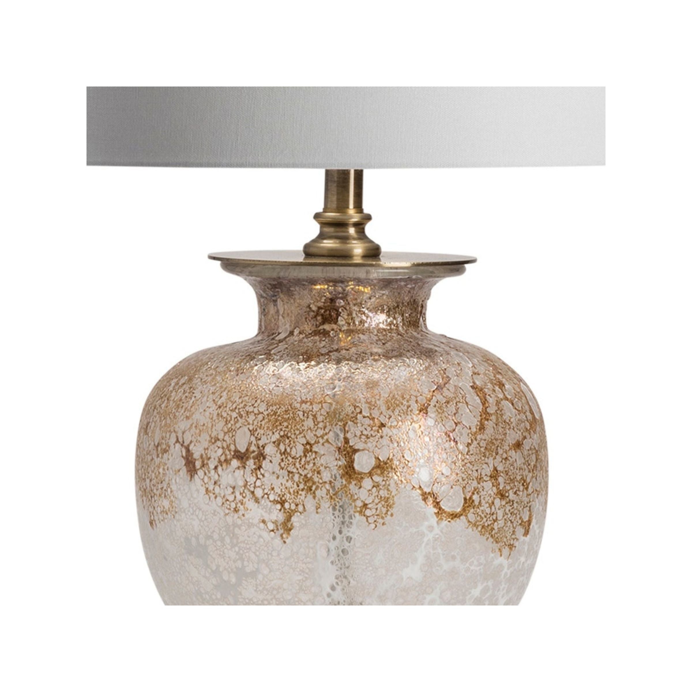 Mottled Gold and White Glass Table Lamp 31"H