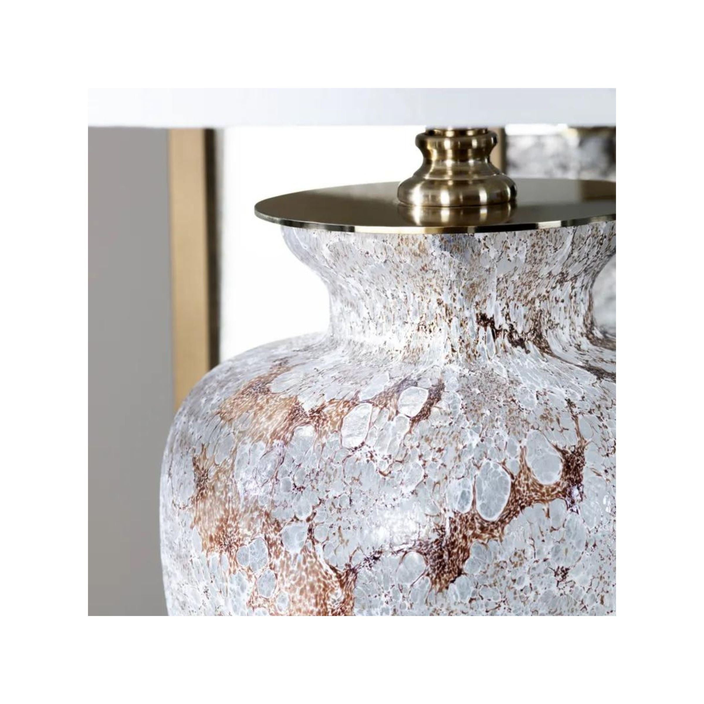 Mottled Gold and White Glass Table Lamp 31"H