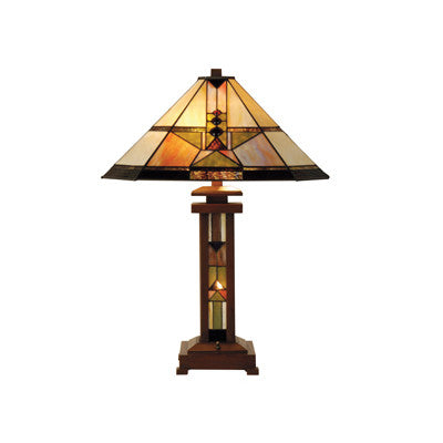 Draco Tiffany-Style Glass Table Lamp With Nitelite 28"H