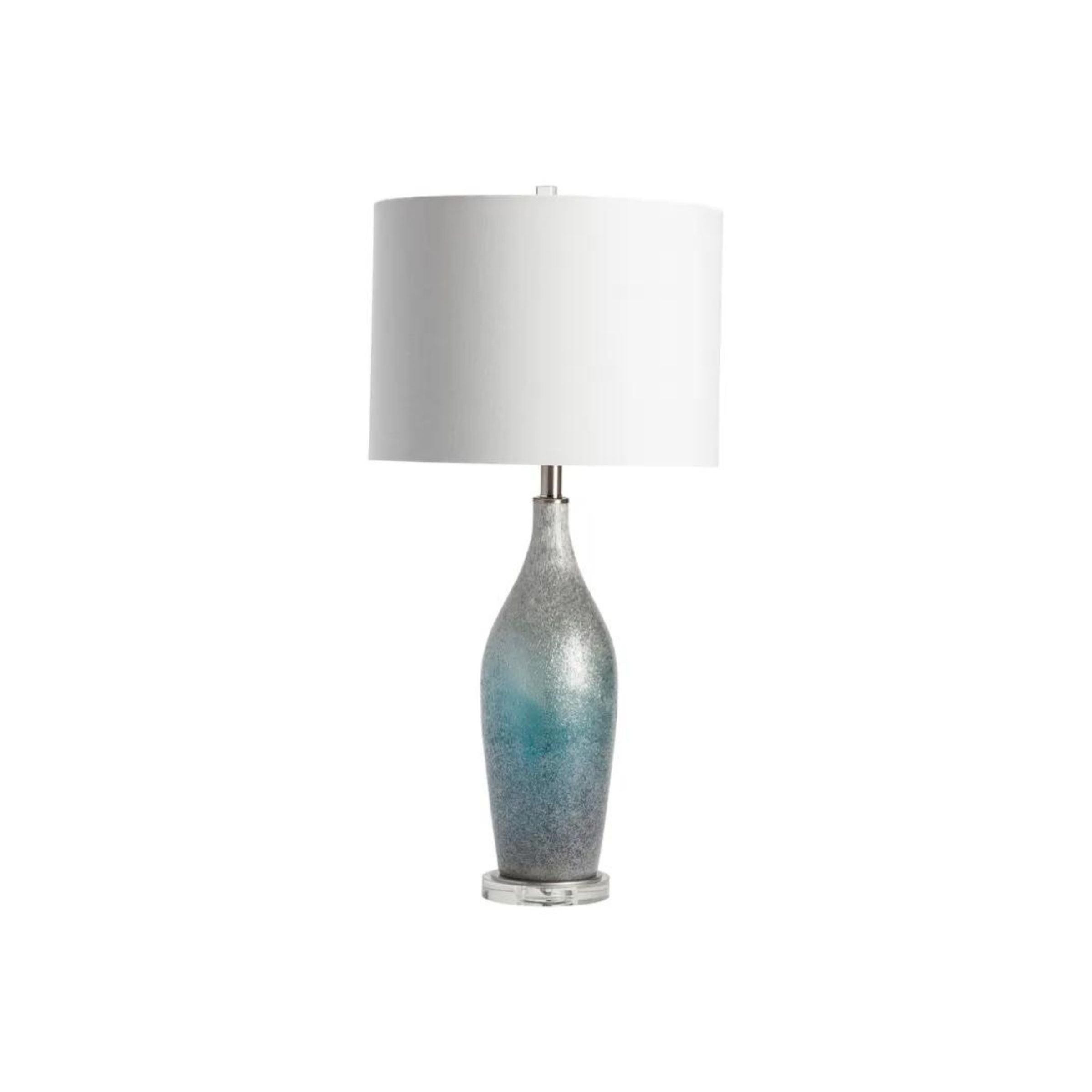 Silver and Blue Glass Table Lamp 32.5"H