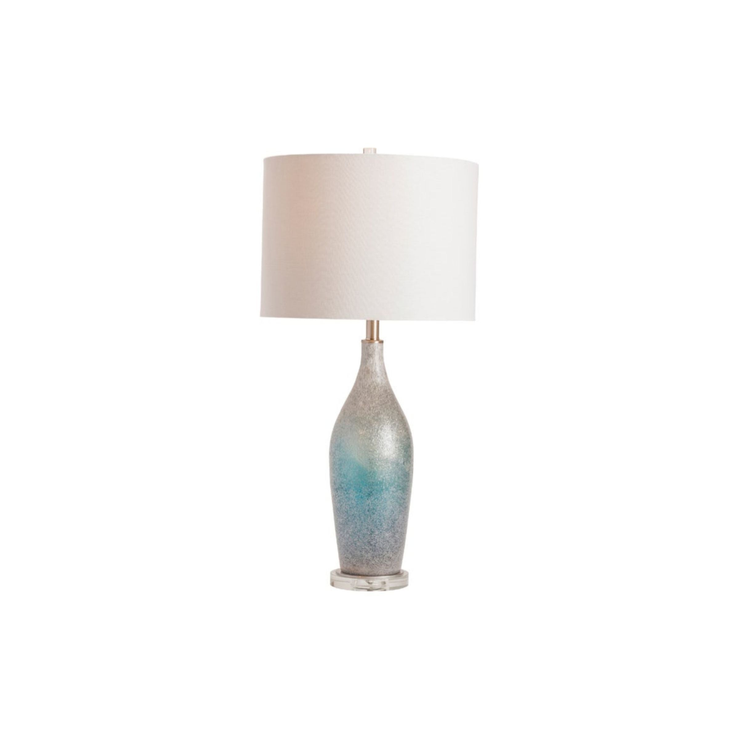 Silver and Blue Glass Table Lamp 32.5"H