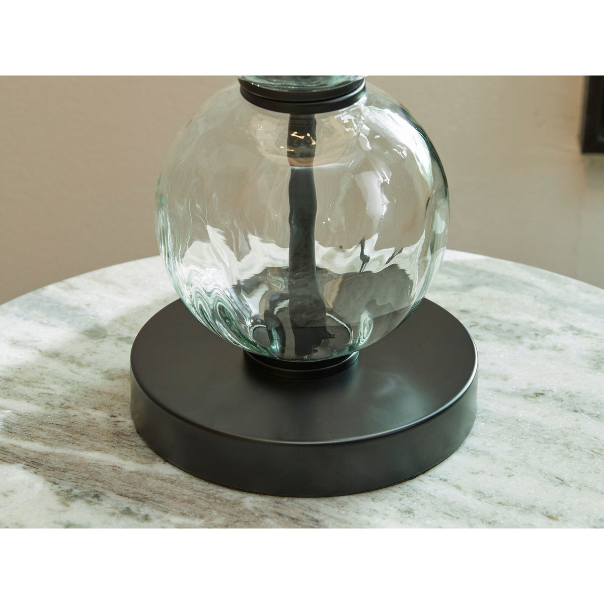 Pair of Bronze and Glass Triple Sphere Table Lamps 29"H
