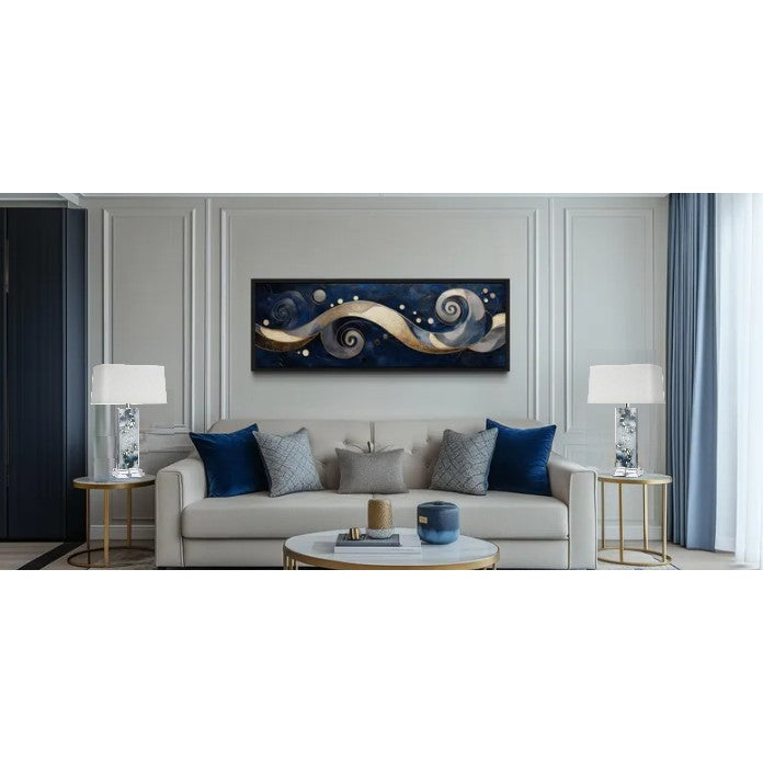 Blue and Gold Acrylic Table Lamp 31"H