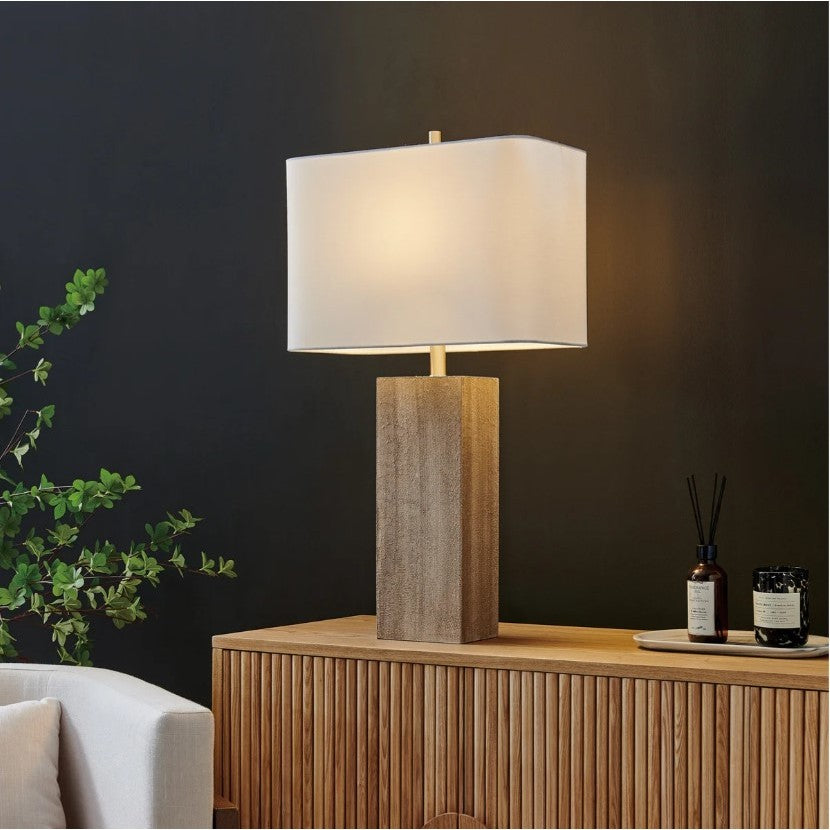 Antique Grey Wood Table Lamp 31"H