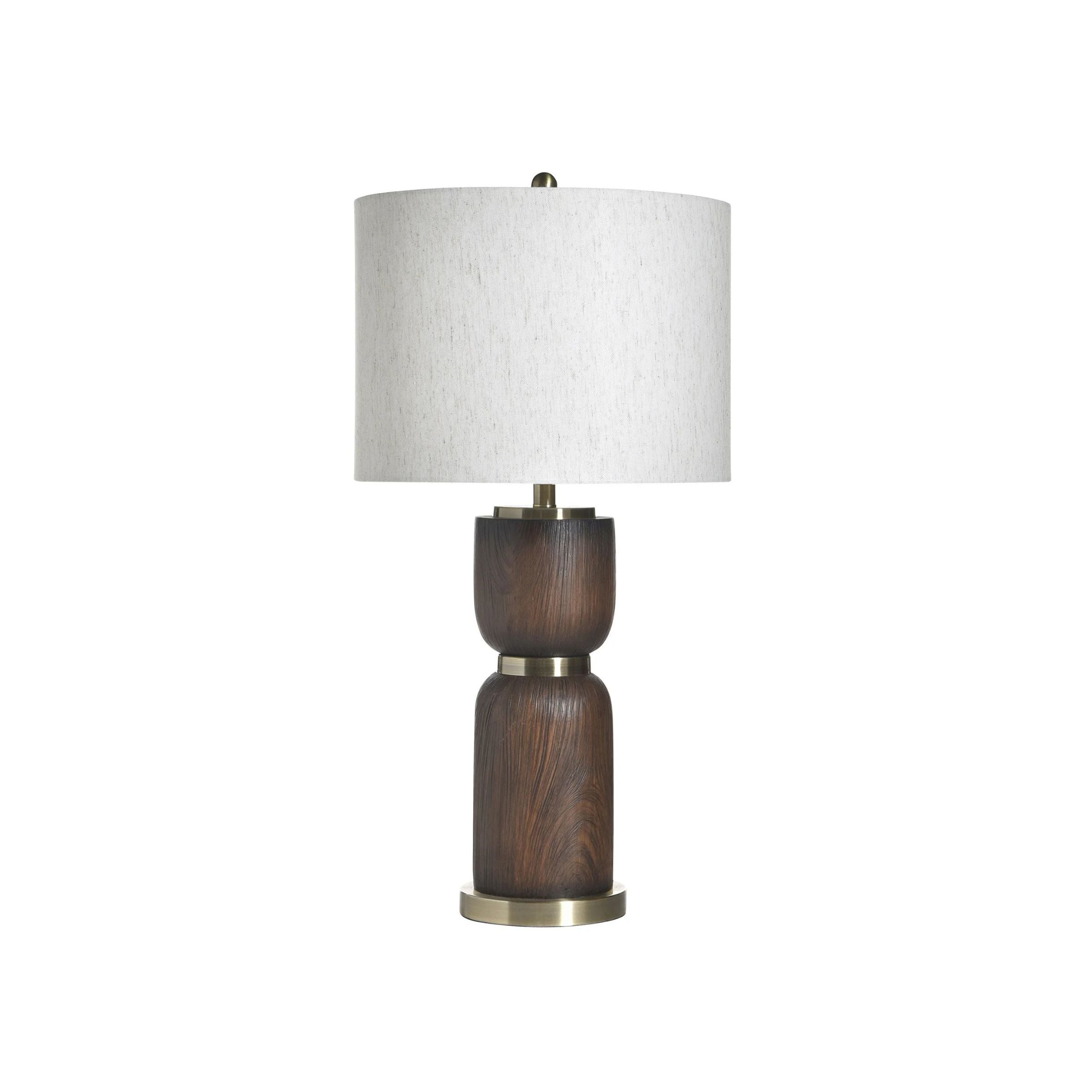 Walnut Finish and Gold Metal Table Lamp 31"H