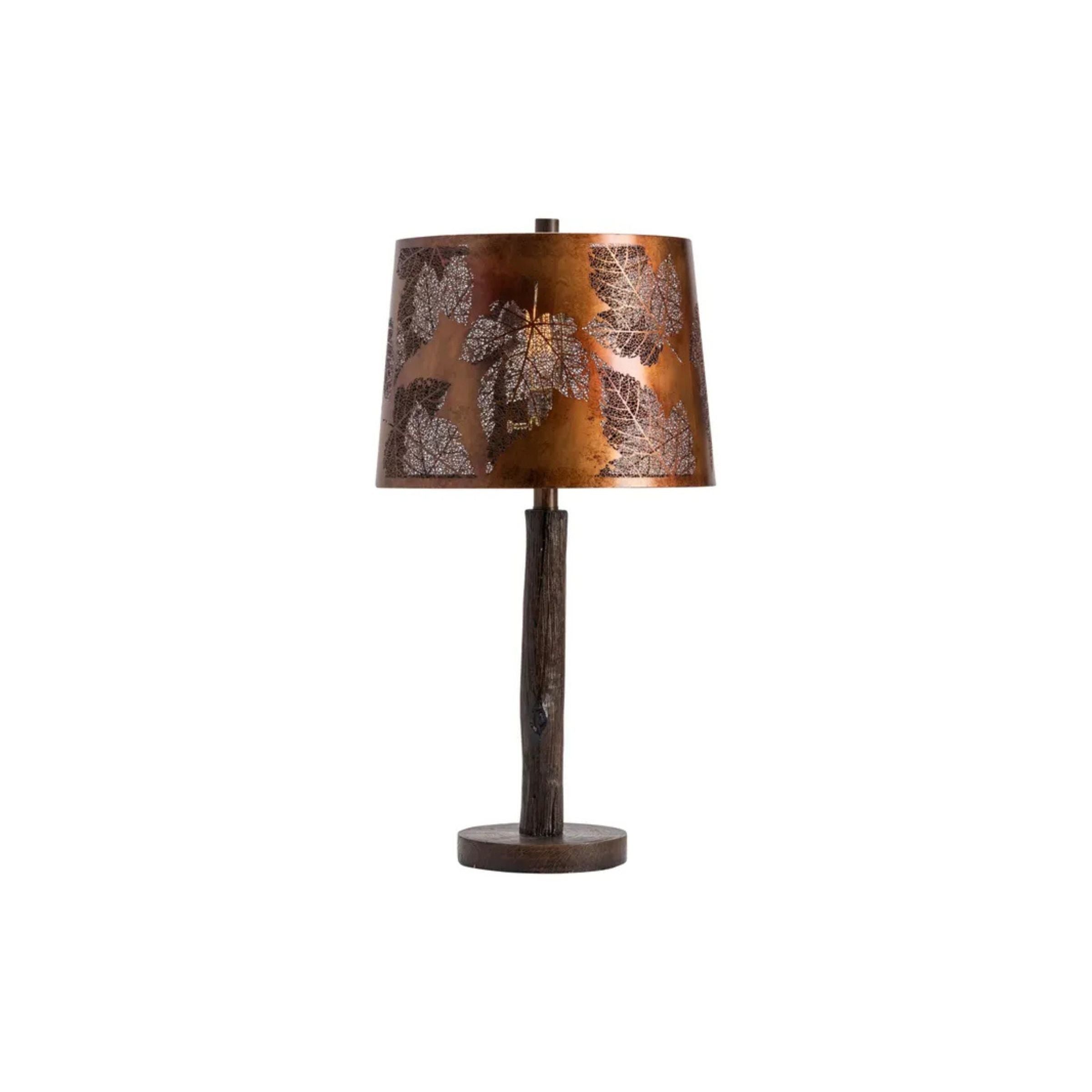 Copper Cutout Leaves Table Lamp 27"H