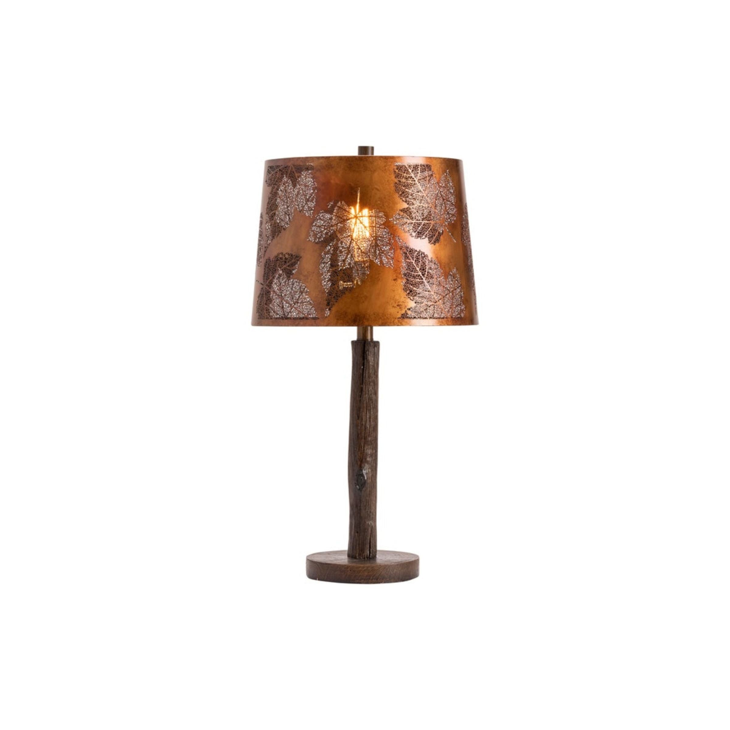Copper Cutout Leaves Table Lamp 27"H