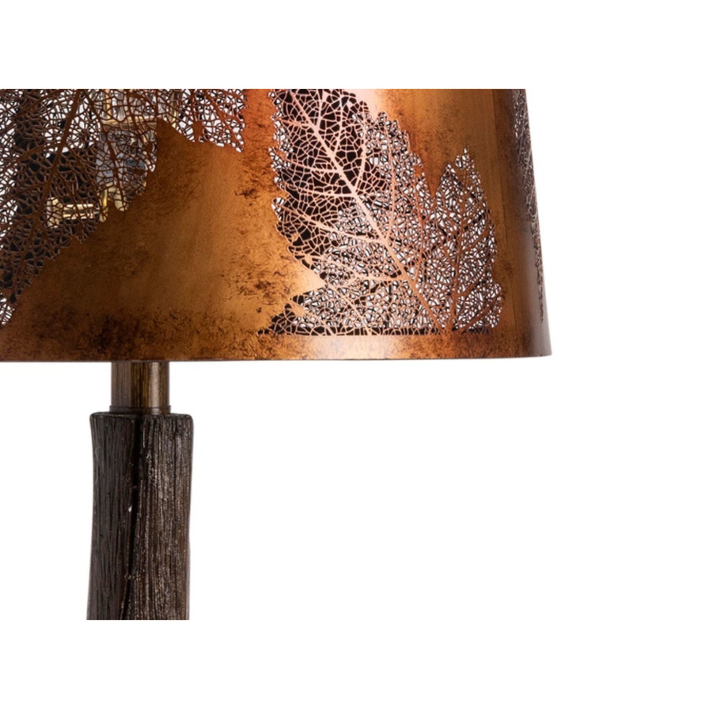Copper Cutout Leaves Table Lamp 27"H