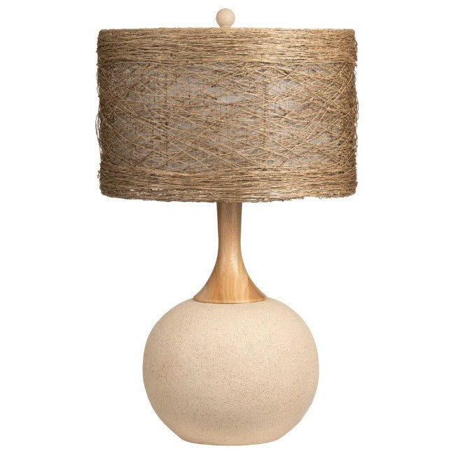 Rattan and Cream Table Lamp 29.5"H