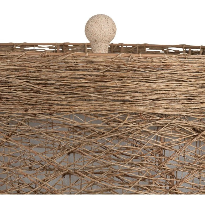 Rattan and Cream Table Lamp 29.5"H