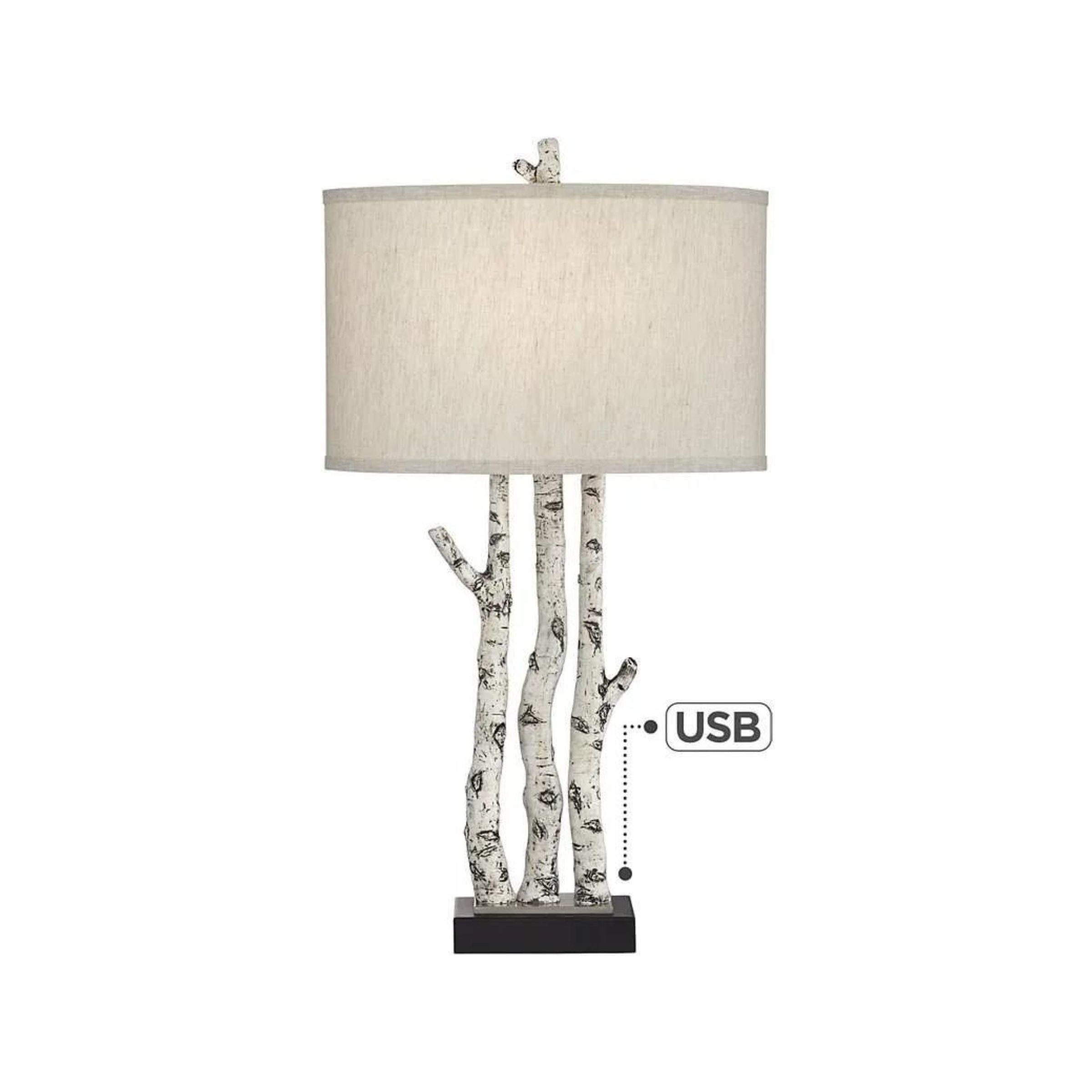 White Branches Table Lamp 30"H