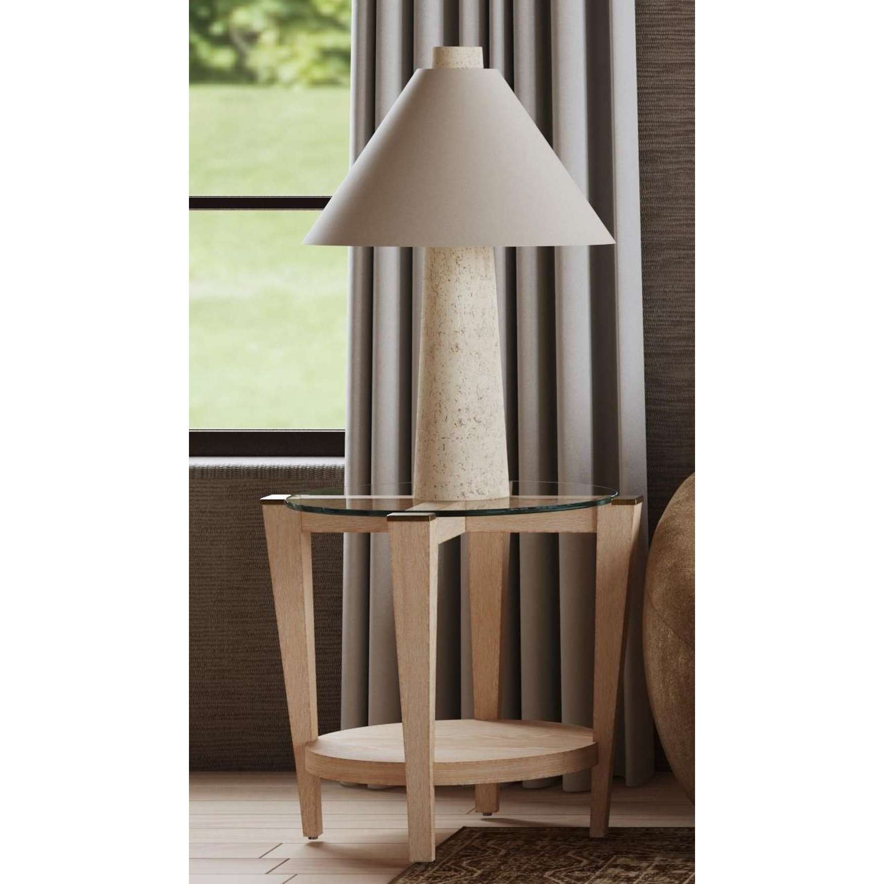 Cream Textured Cone Table Lamp 31"H