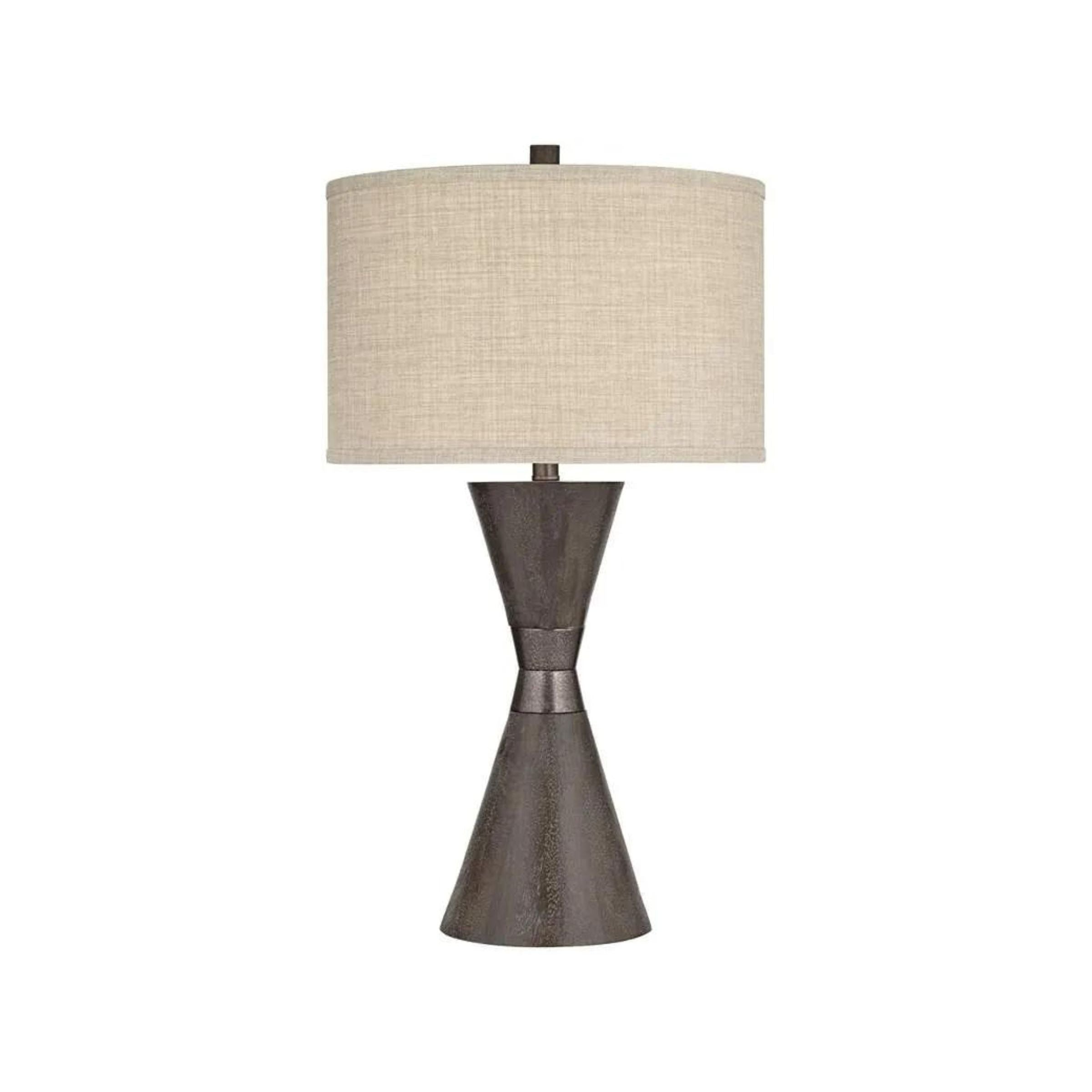 Double Brown Cone with Metal Band Table Lamp 29.5"H