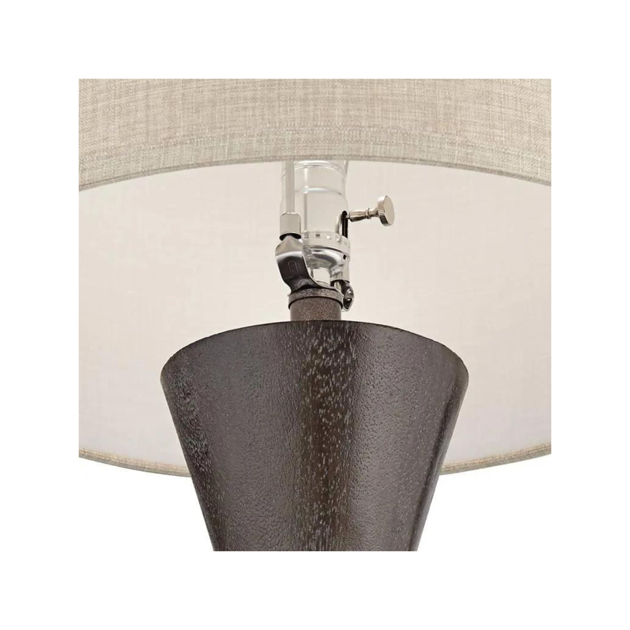 Double Brown Cone with Metal Band Table Lamp 29.5"H