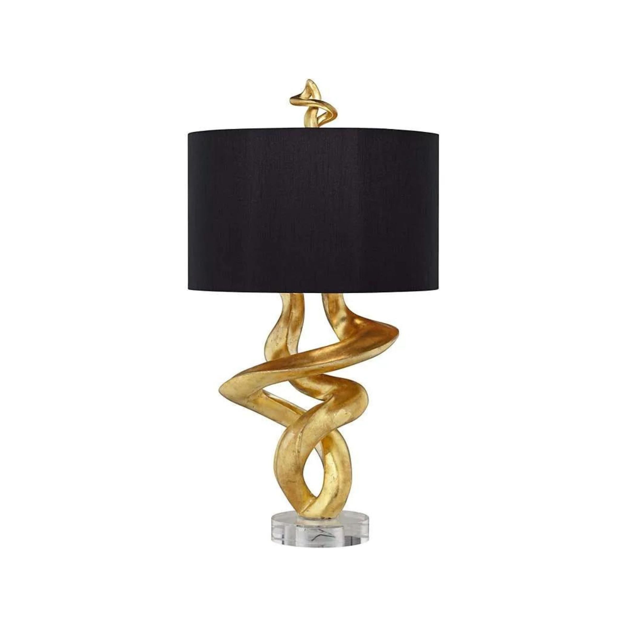 Gold Leaf Twist with Black Shade Table Lamp 33"H