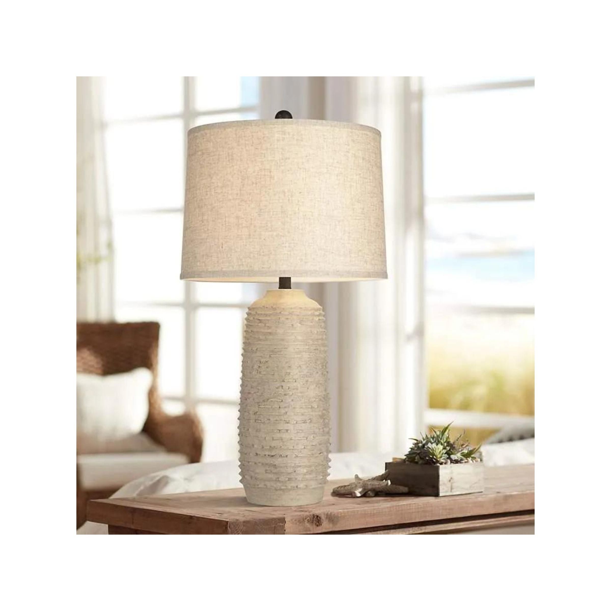 Beige Textured Wash Table Lamp 31"H