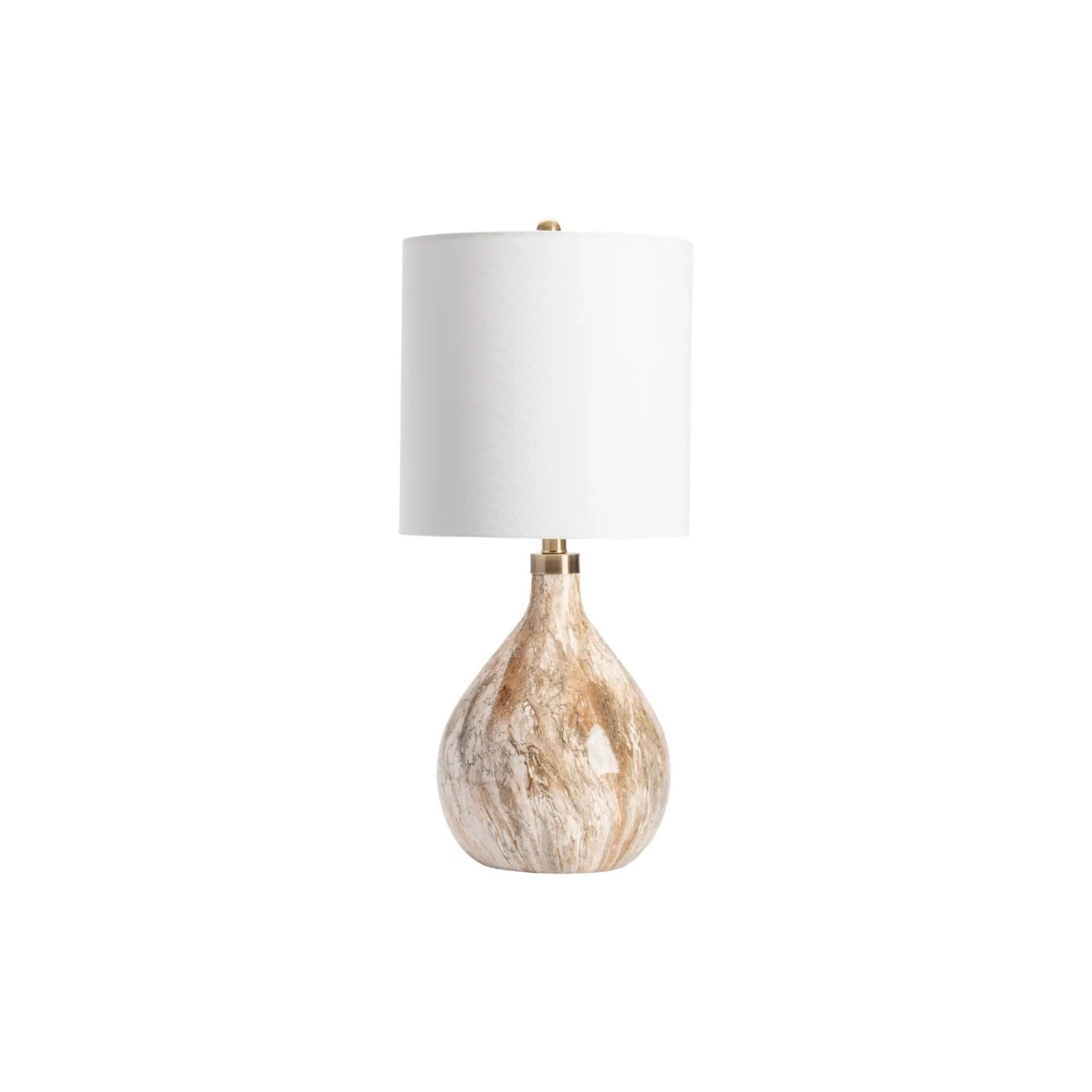Tan Marbled Look Table Lamp 32.5"H
