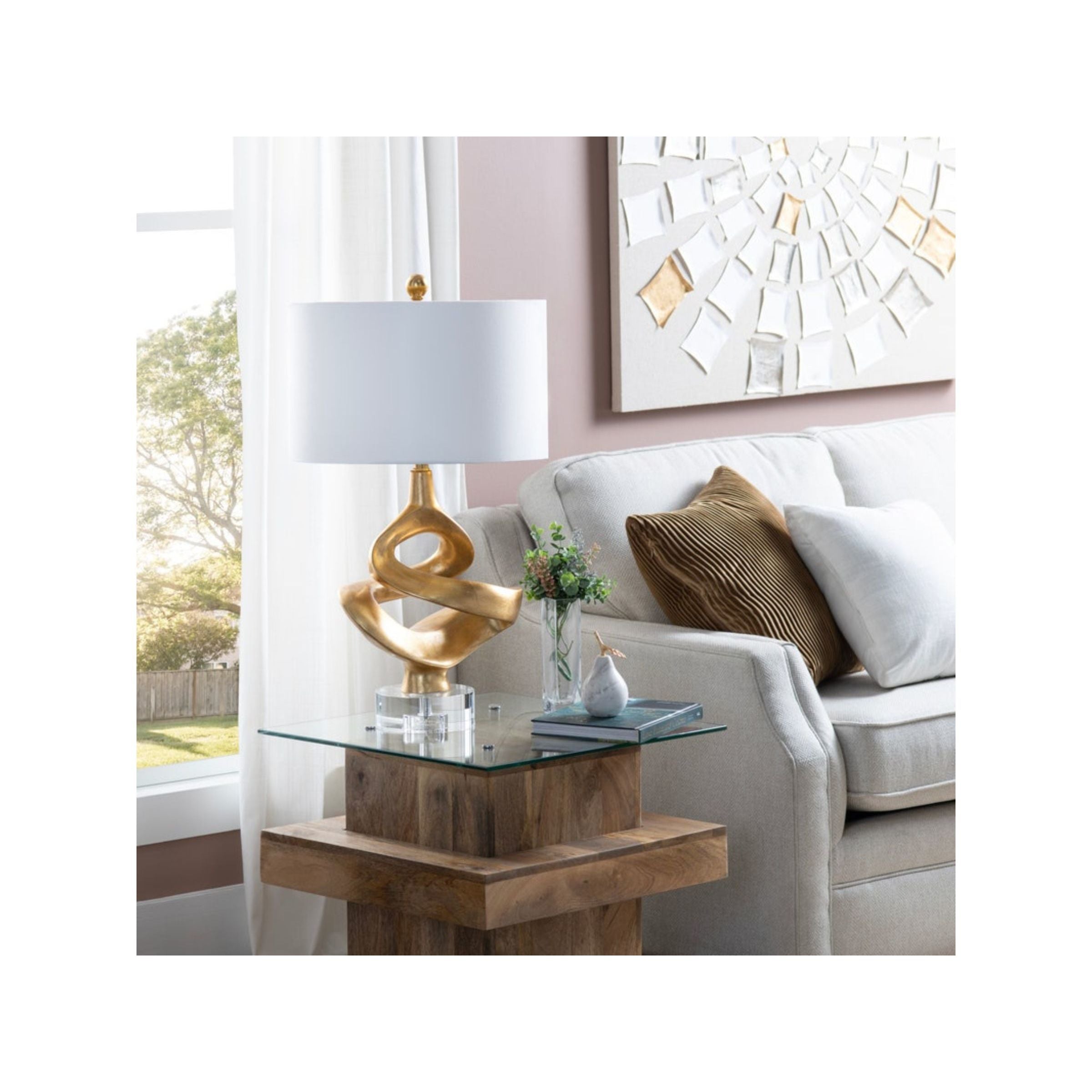 Gold Sculpture Table Lamp 30.25"H