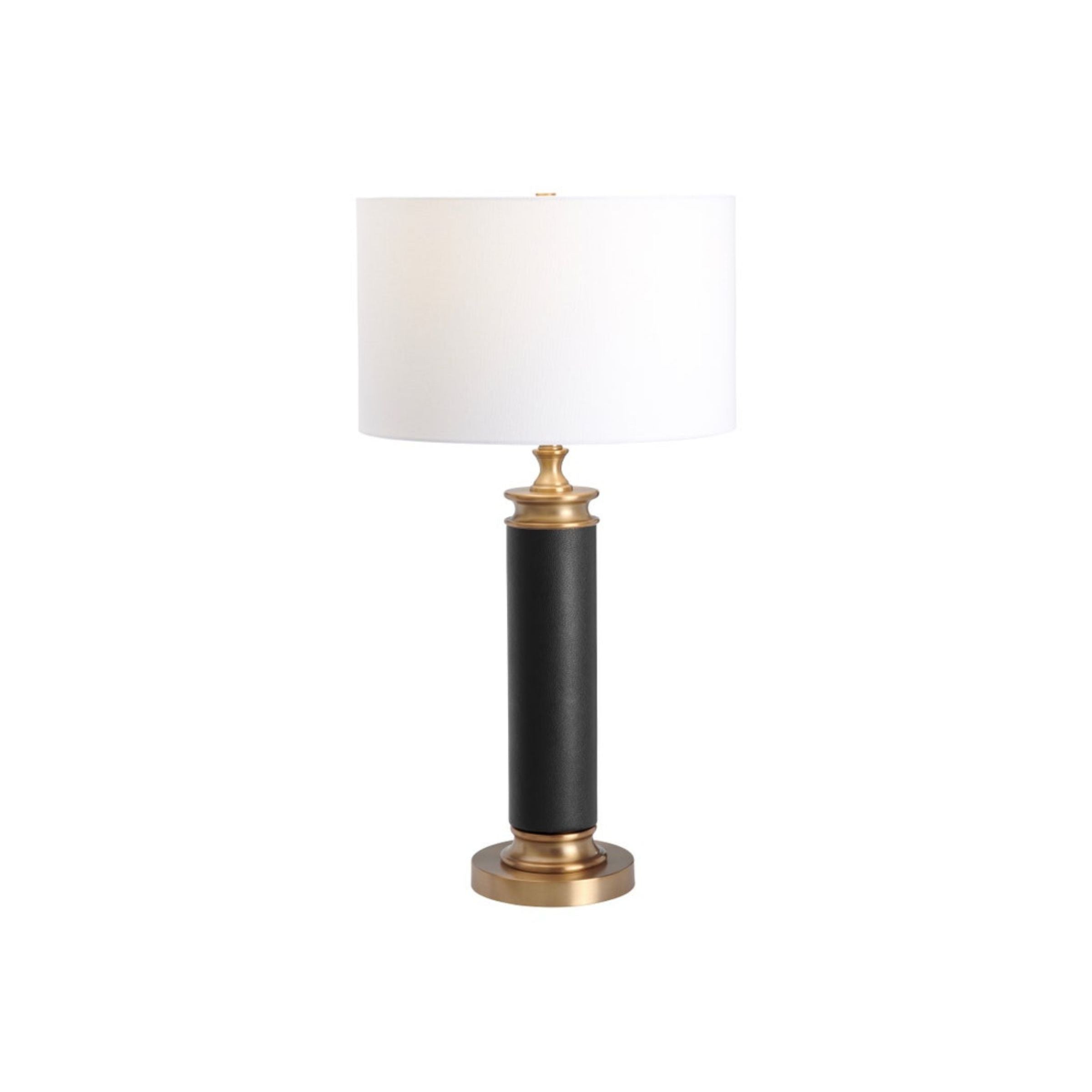 Black Leather Column Table Lamp 31"H