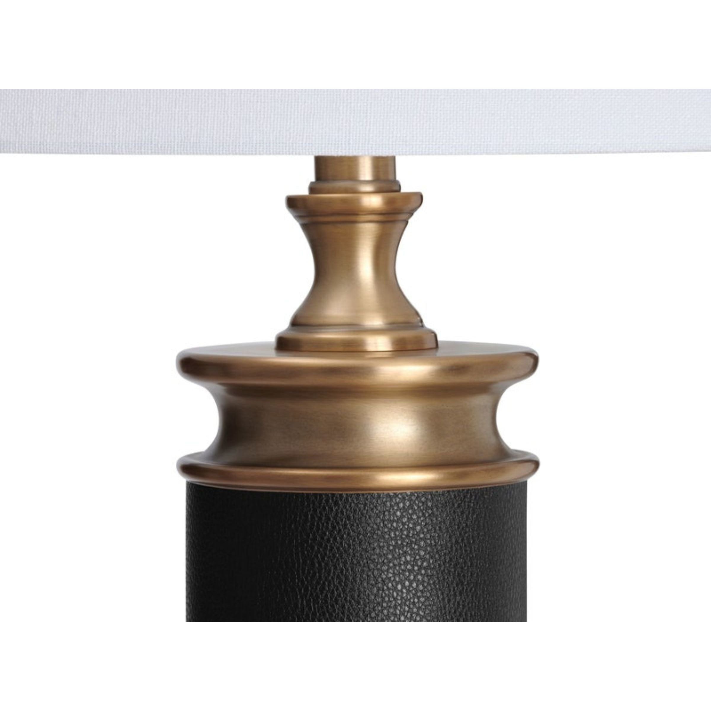 Black Leather Column Table Lamp 31"H