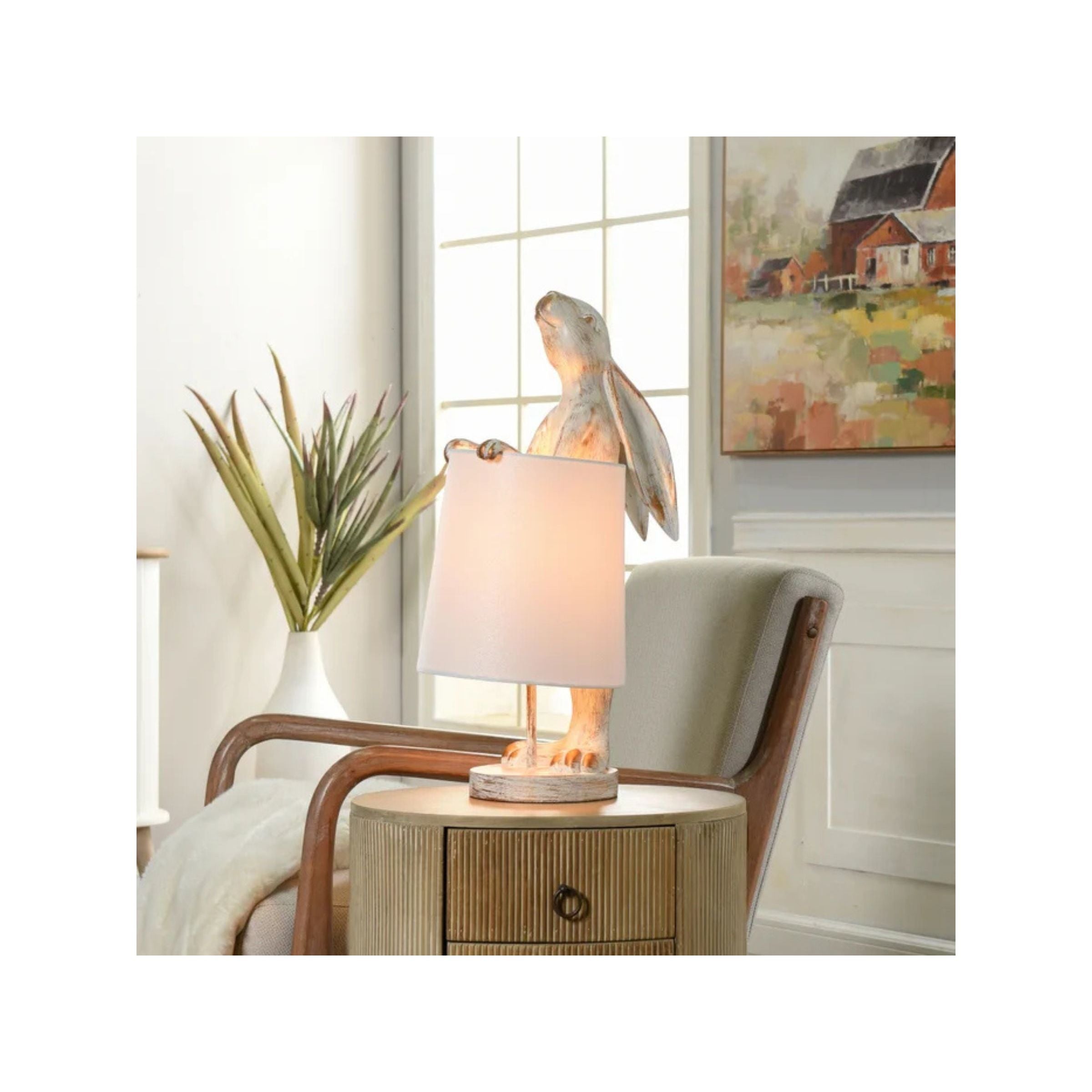 Antique Gold Rabbit Accent Lamp 23"H