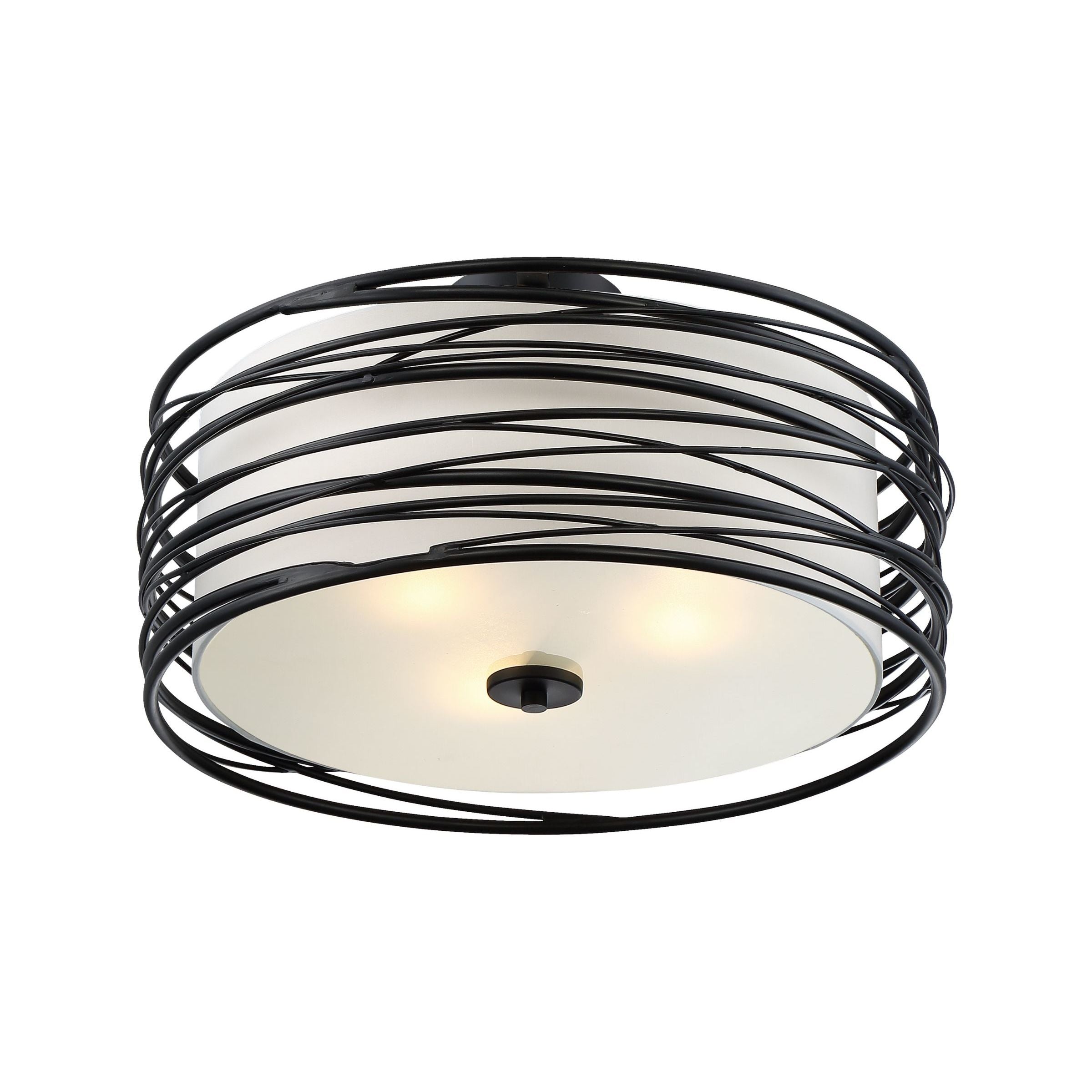 Spiral Black Semi-Flush Mount Light 20"W x 10.25"H