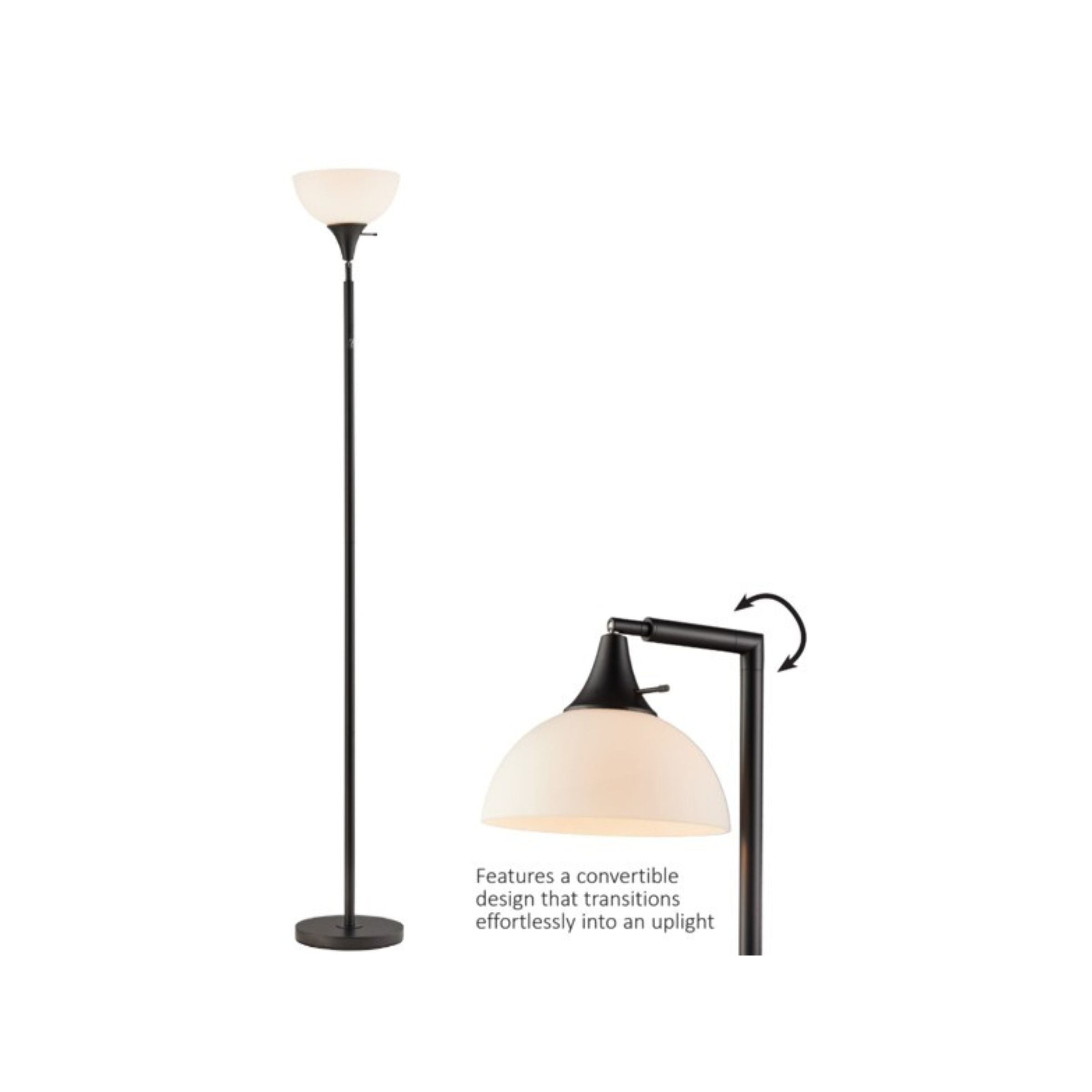 Black Adjustable Torchiere Floor Lamp 70"H