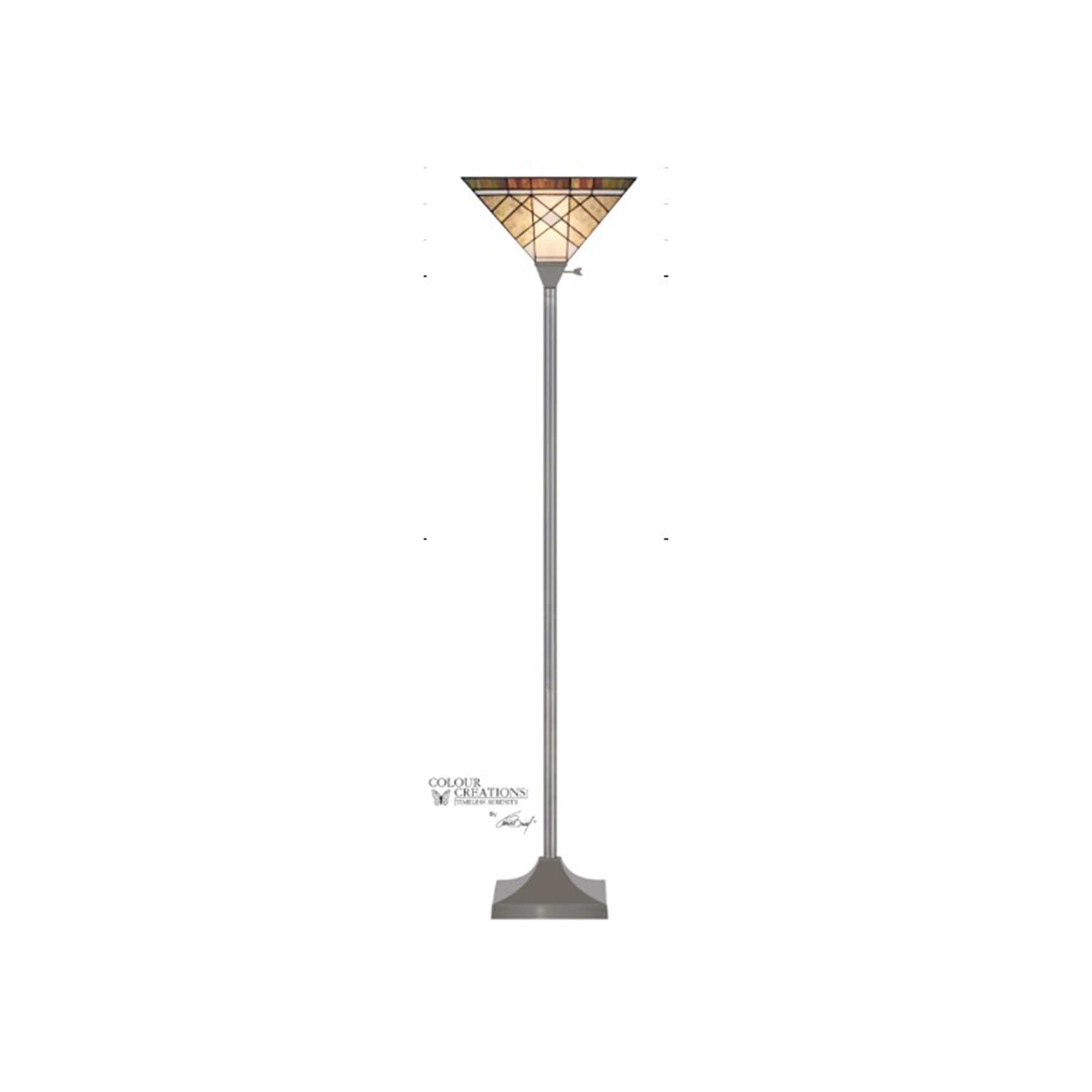 Grey and Cream Tiffany-Style Glass Torchiere 71"H