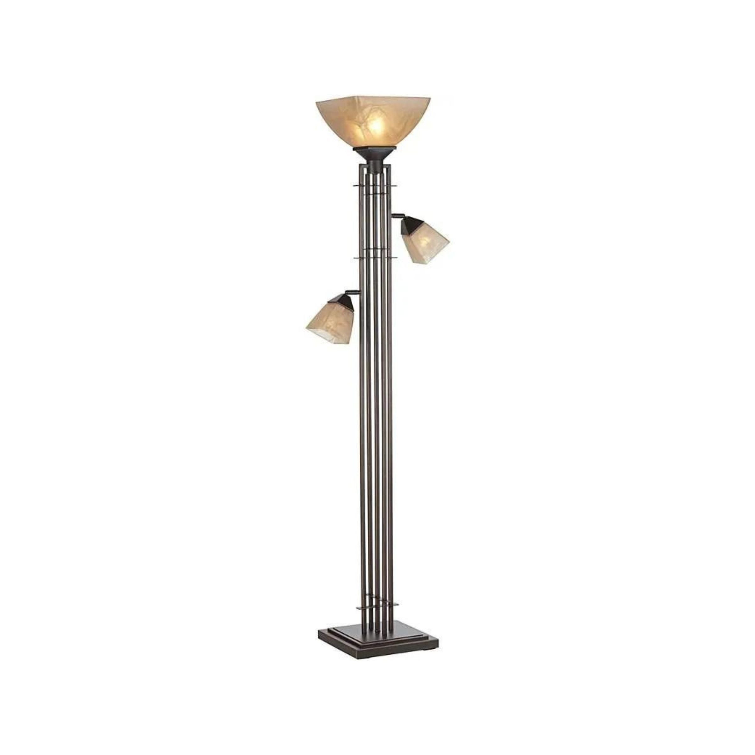 Metal Architectural Lines With 2 Reading Lights Torchiere 72"H