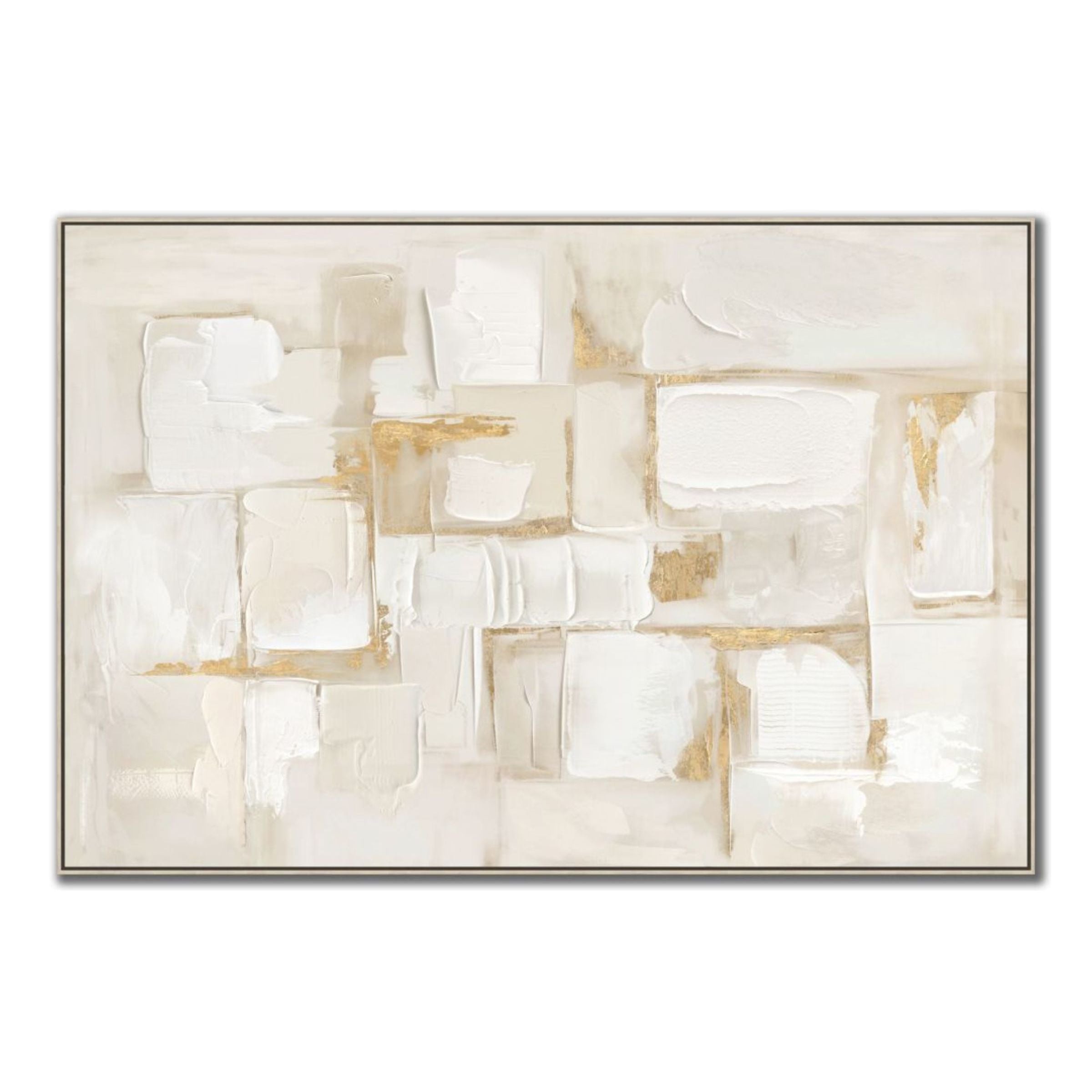 Neutral Abstract Hand Embellished Framed Canvas 48"W x 32"H