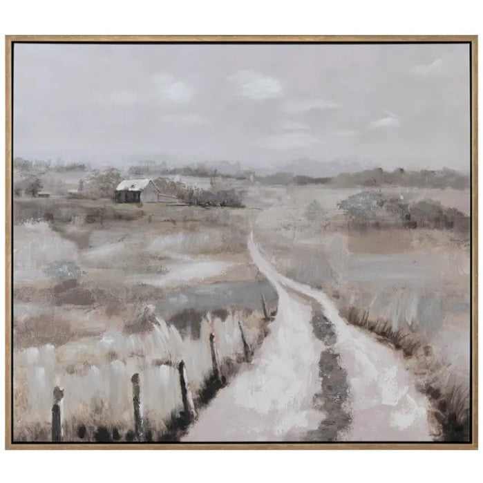 Winding Pathway Hand Painted Framed Canvas 49"W x 39"H
