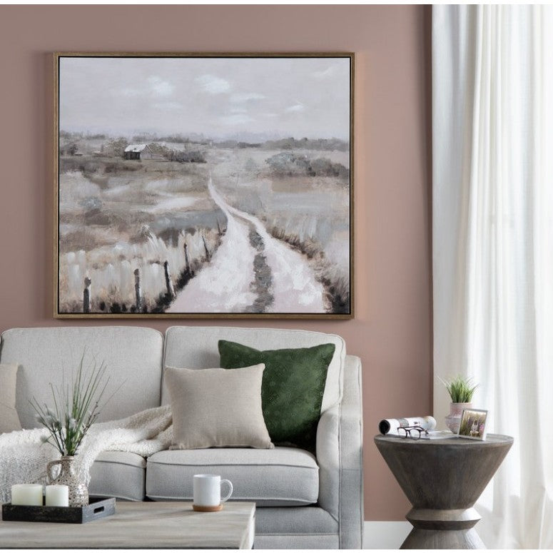 Winding Pathway Hand Painted Framed Canvas 49"W x 39"H