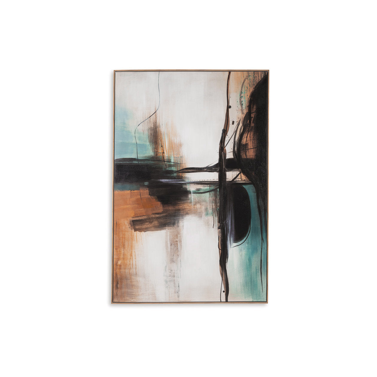 Motion Teal, Orange, and Black Framed Canvas 47"W x 71"H