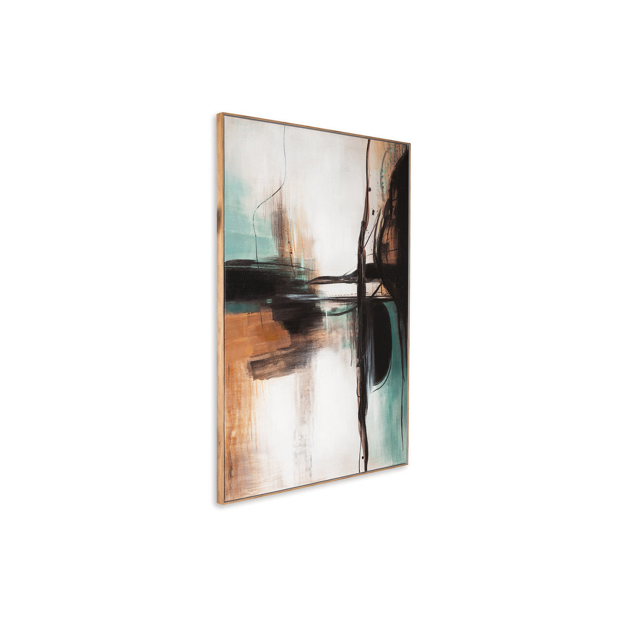 Motion Teal, Orange, and Black Framed Canvas 47"W x 71"H