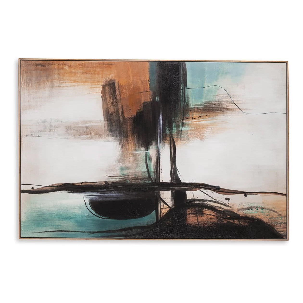 Motion Teal, Orange, and Black Framed Canvas 47"W x 71"H