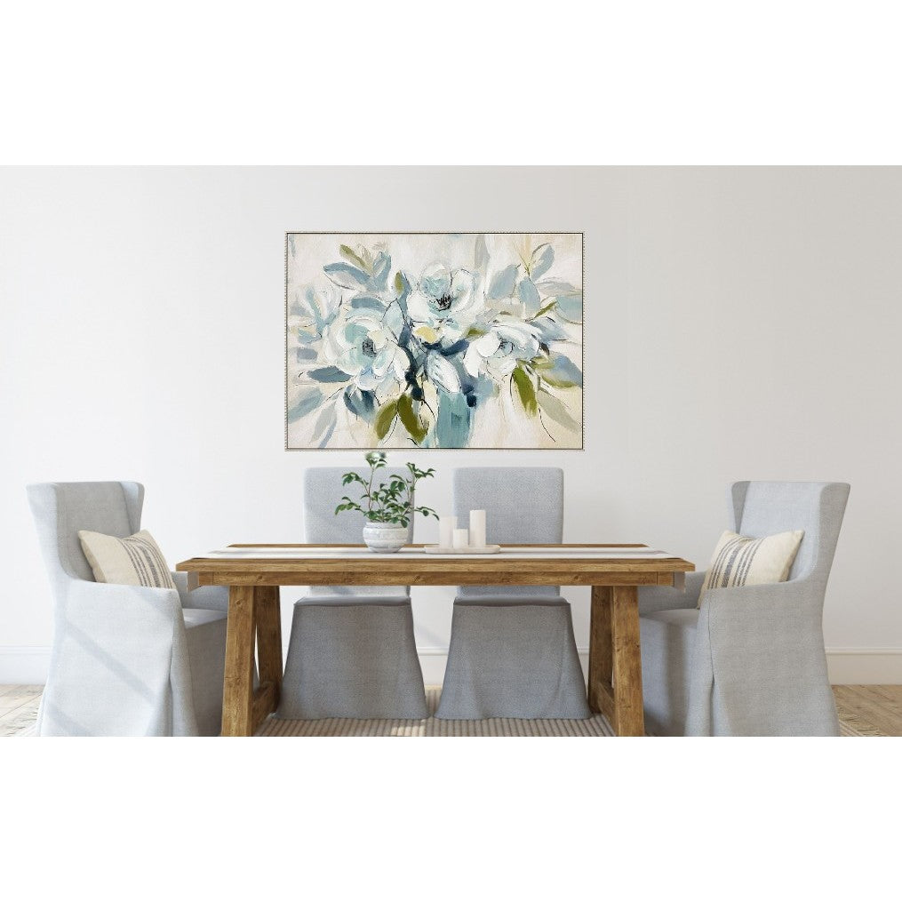 Blue Floral Hand Painted Art 48"W x 36"H