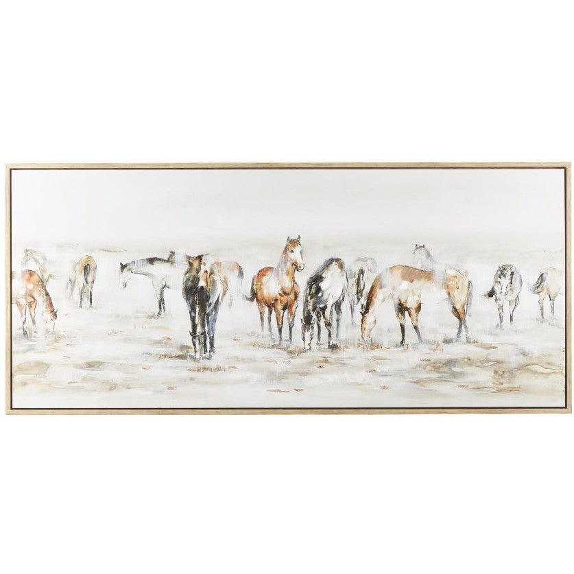 Horses Framed Canvas Art 71"W x 32"H