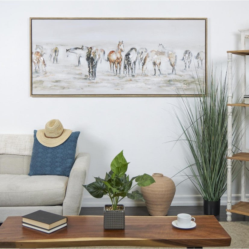Horses Framed Canvas Art 71"W x 32"H