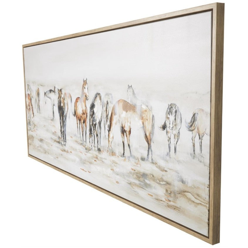 Horses Framed Canvas Art 71"W x 32"H
