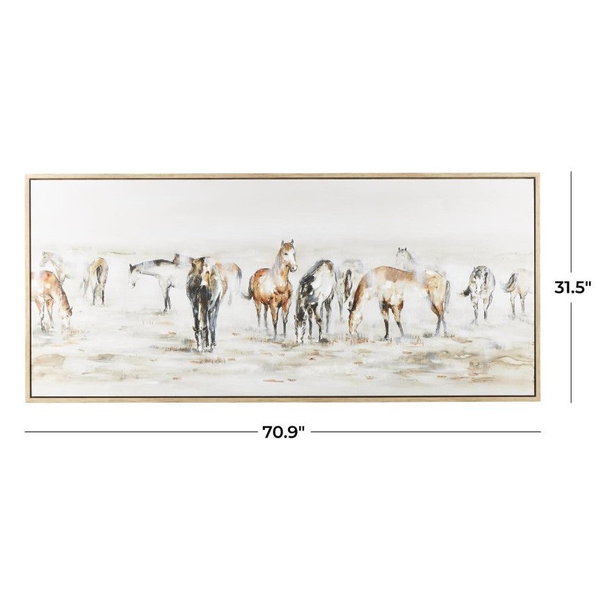 Horses Framed Canvas Art 71"W x 32"H