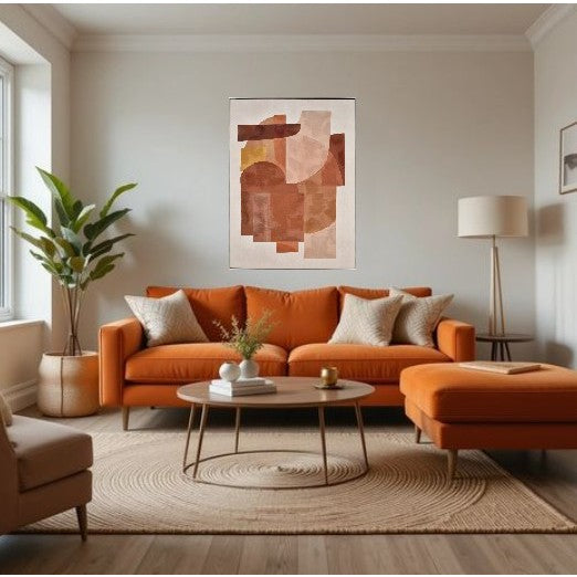Ochre Abstract Framed Art 33"W x 48"H